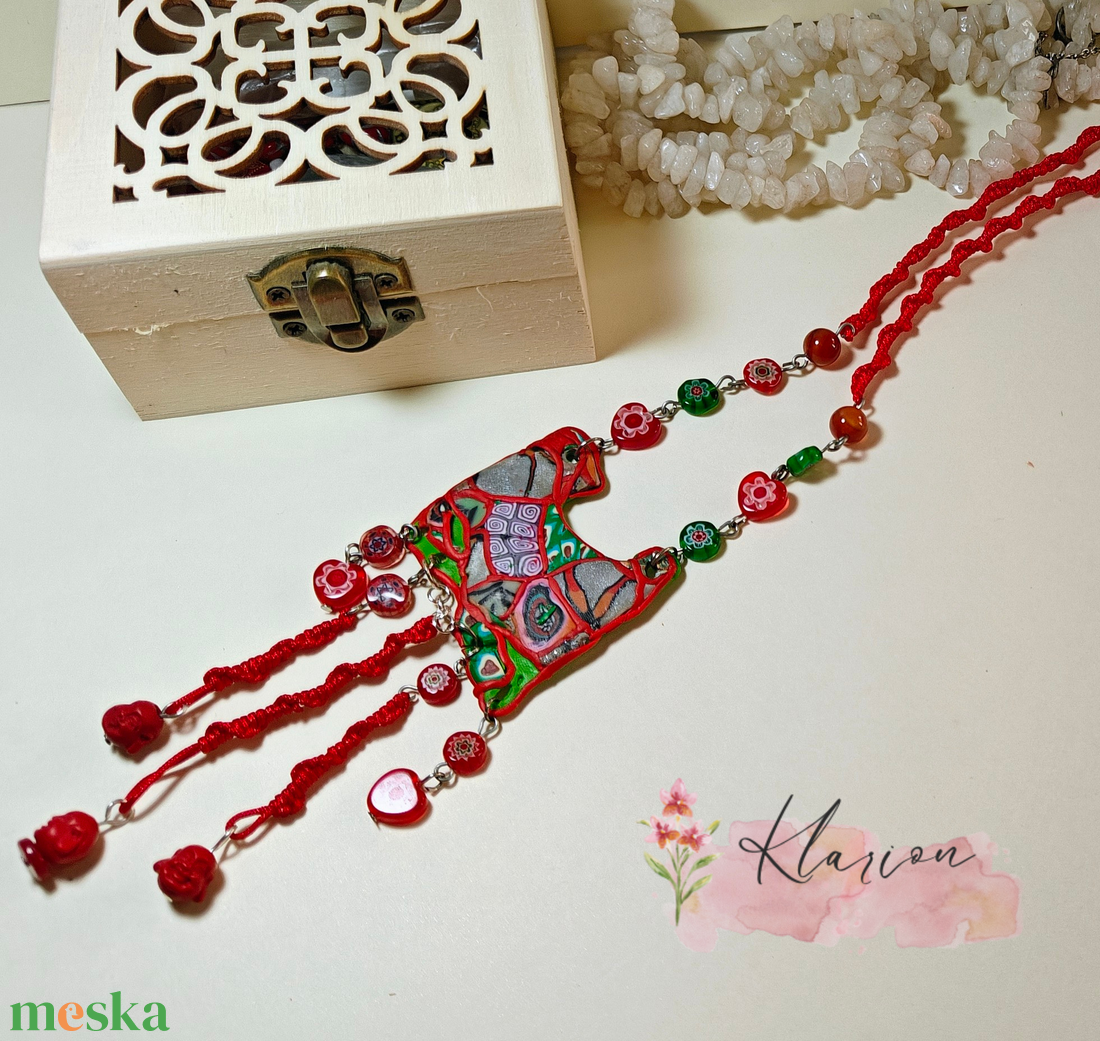 Piros keleti hercegnő nyaklánc - ékszer - nyaklánc - medálos nyaklánc - Meska.hu