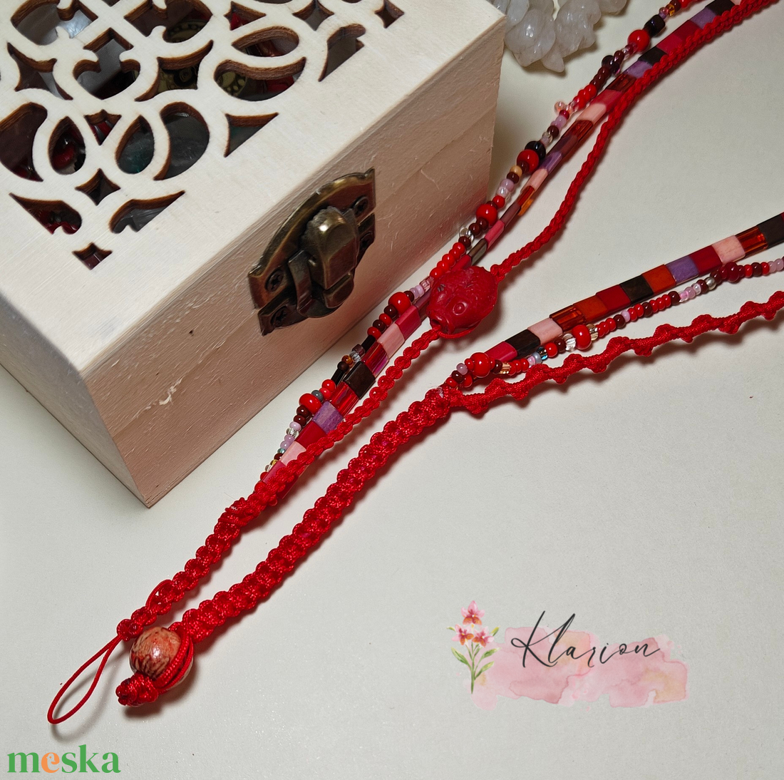 Piros keleti hercegnő nyaklánc - ékszer - nyaklánc - medálos nyaklánc - Meska.hu