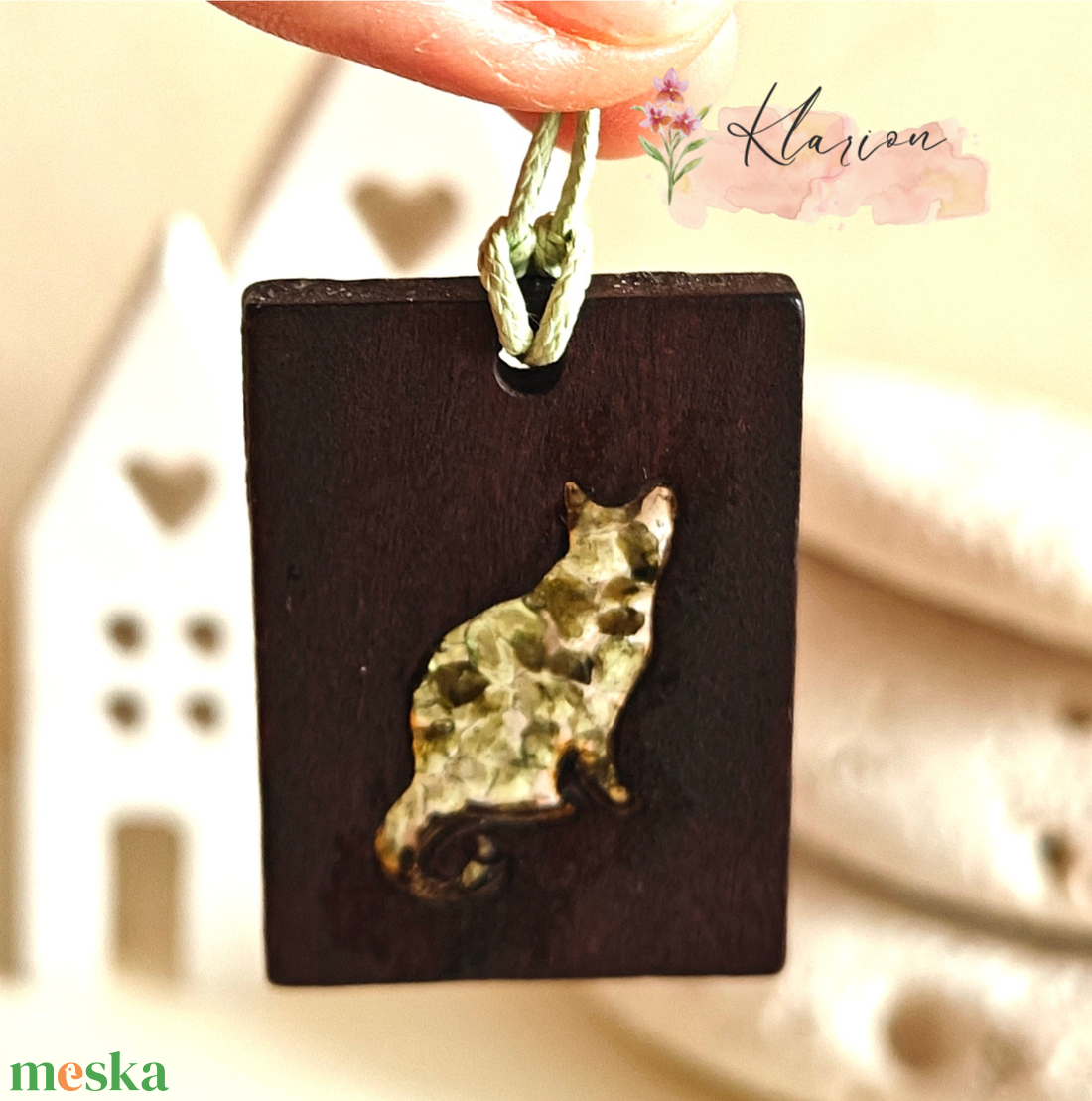 Fa és ásvány medál csúszókötéses nyakláncon - ékszer - nyaklánc - medálos nyaklánc - Meska.hu