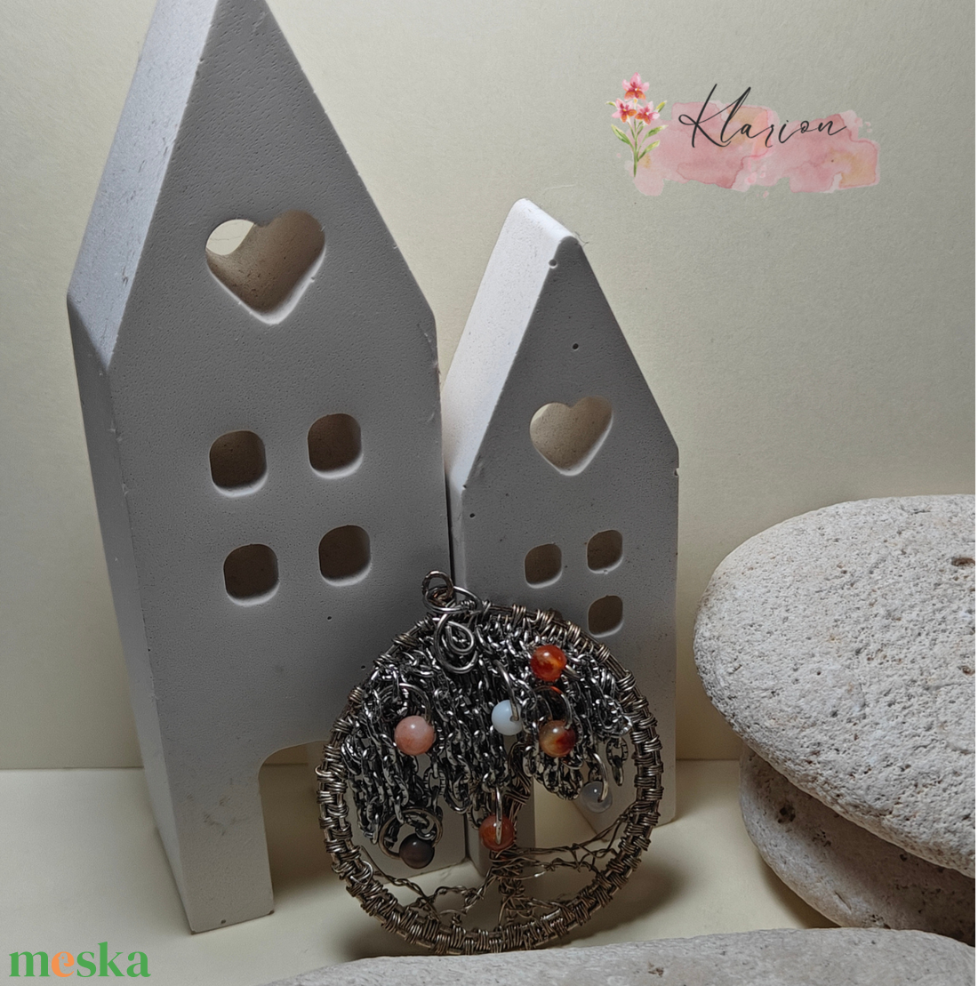 Életfa medál ásványgyöngyökkel - ékszer - nyaklánc - medál - Meska.hu