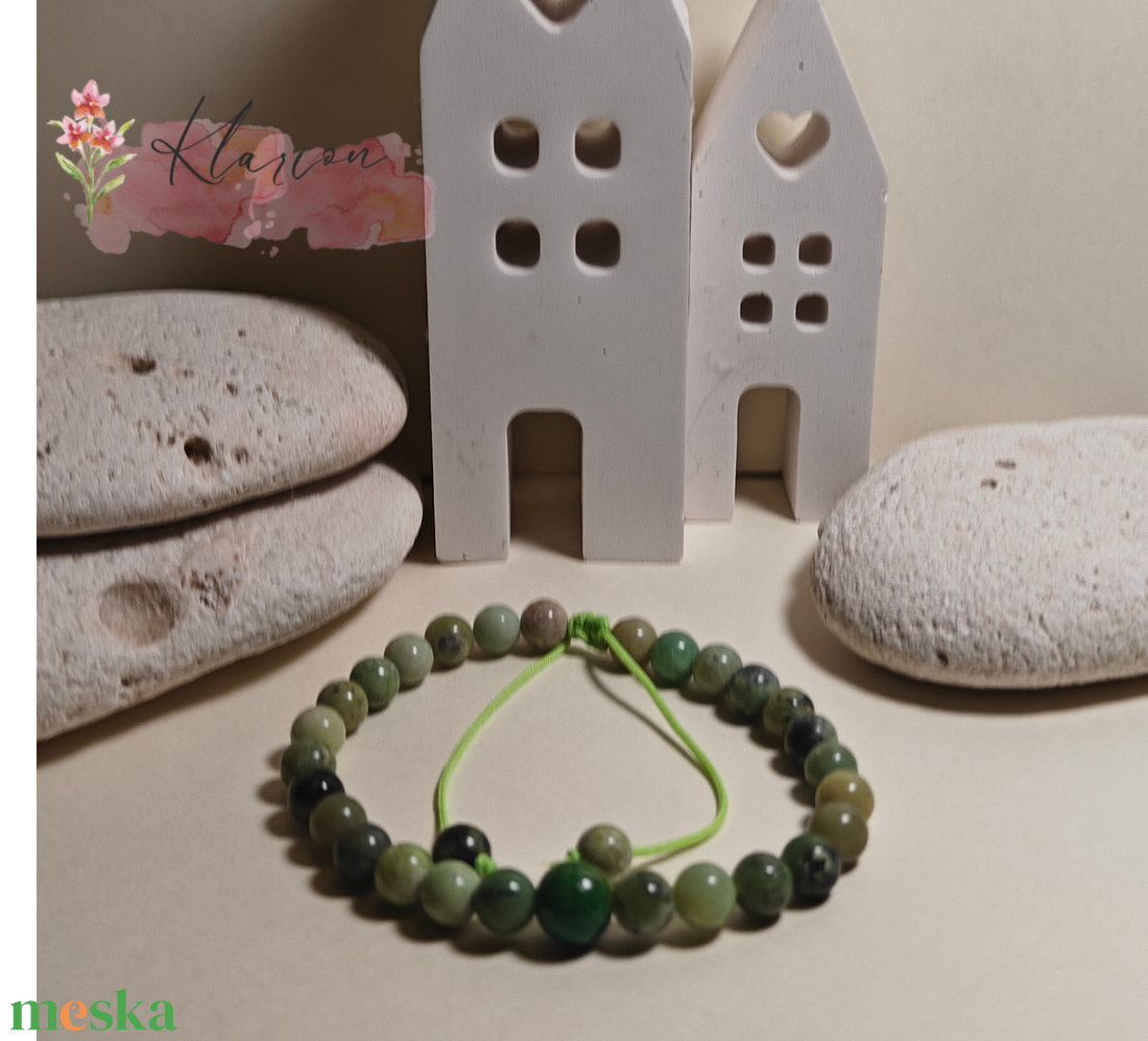 Szerpentin és aventurin ásványgyöngy karkötő - ékszer - karkötő - gyöngyös karkötő - Meska.hu