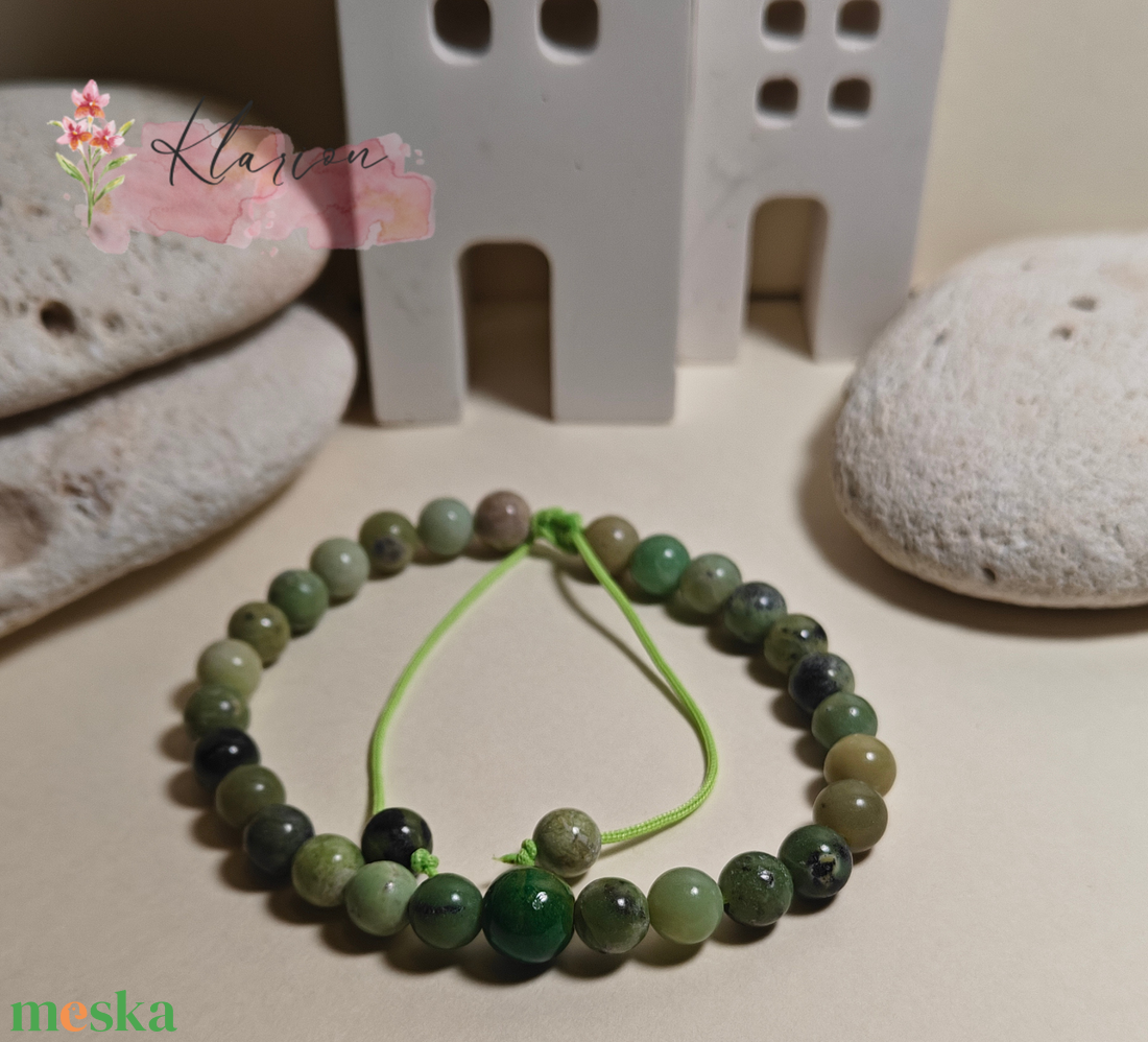 Szerpentin és aventurin ásványgyöngy karkötő - ékszer - karkötő - gyöngyös karkötő - Meska.hu