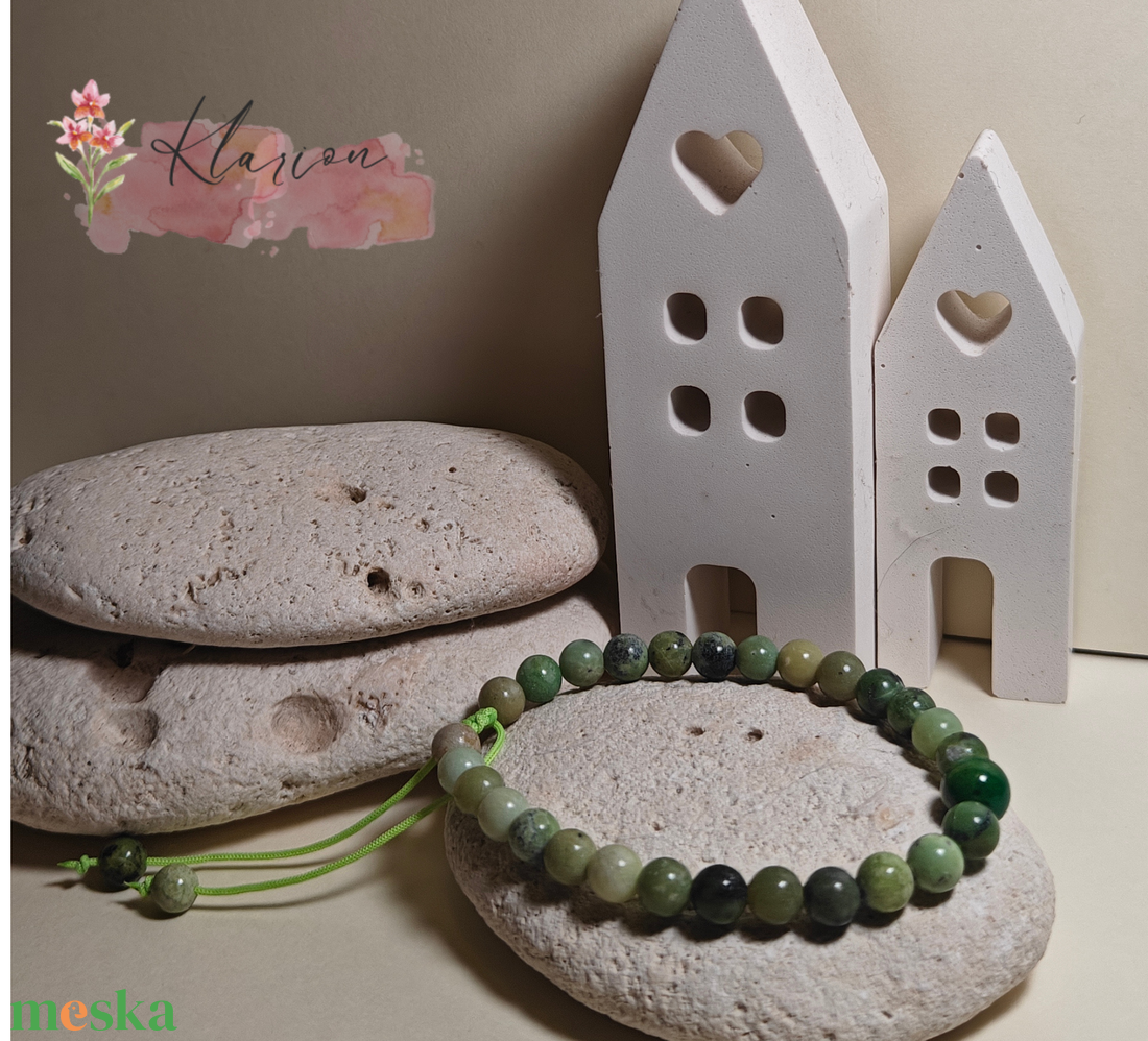 Szerpentin és aventurin ásványgyöngy karkötő - ékszer - karkötő - gyöngyös karkötő - Meska.hu