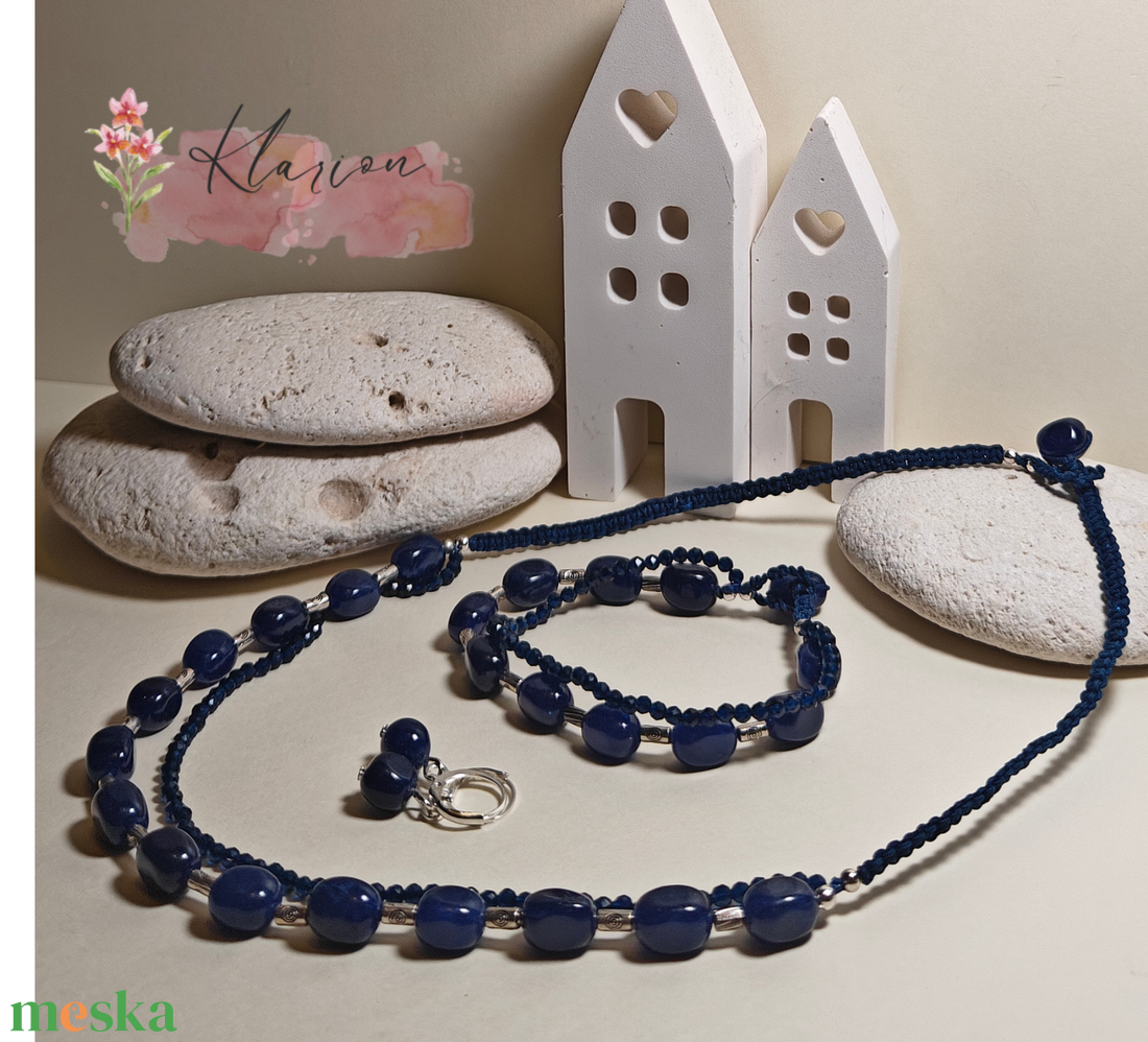 Éjkék hercegnő, zafír drágakő ékszer szett - esküvő - ékszer - ékszerszett - Meska.hu