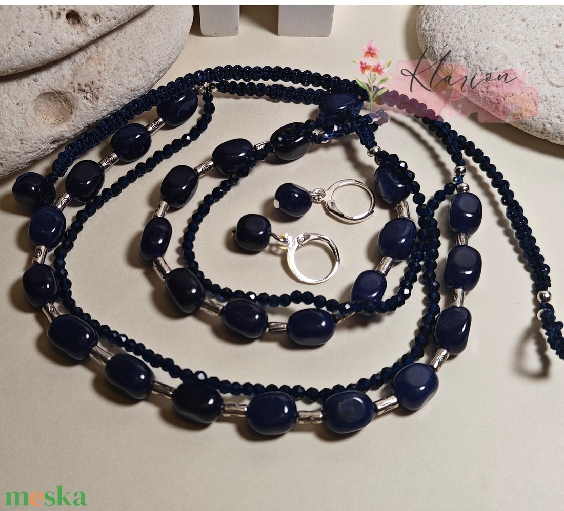 Éjkék hercegnő, zafír drágakő ékszer szett - esküvő - ékszer - ékszerszett - Meska.hu