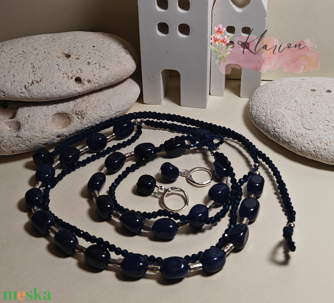 Éjkék hercegnő, zafír drágakő ékszer szett - esküvő - ékszer - ékszerszett - Meska.hu