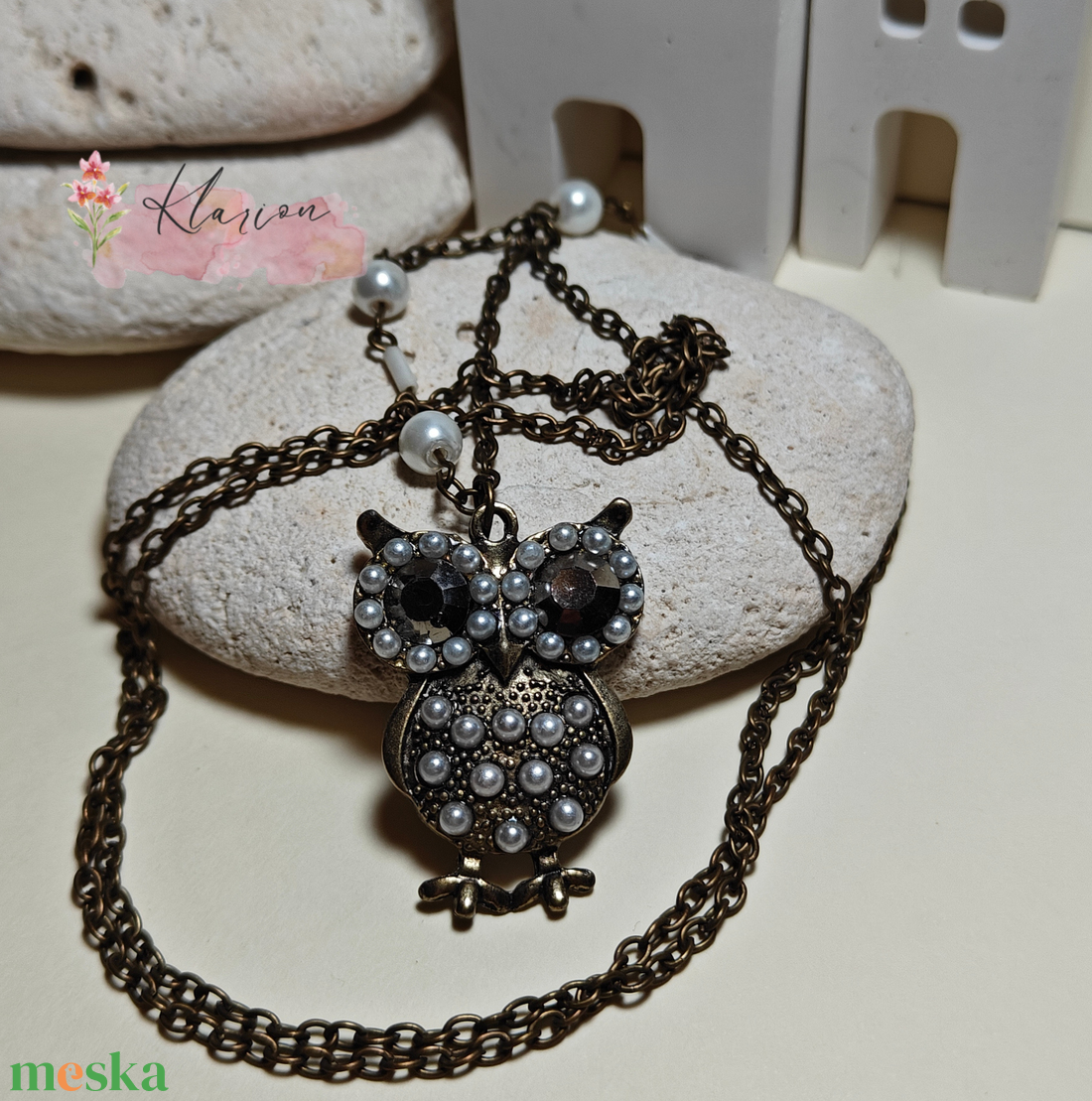 Bagoly nyaklánc - ékszer - nyaklánc - medálos nyaklánc - Meska.hu