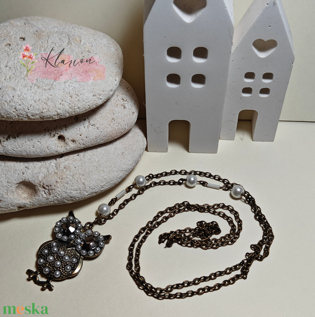 Bagoly nyaklánc - ékszer - nyaklánc - medálos nyaklánc - Meska.hu