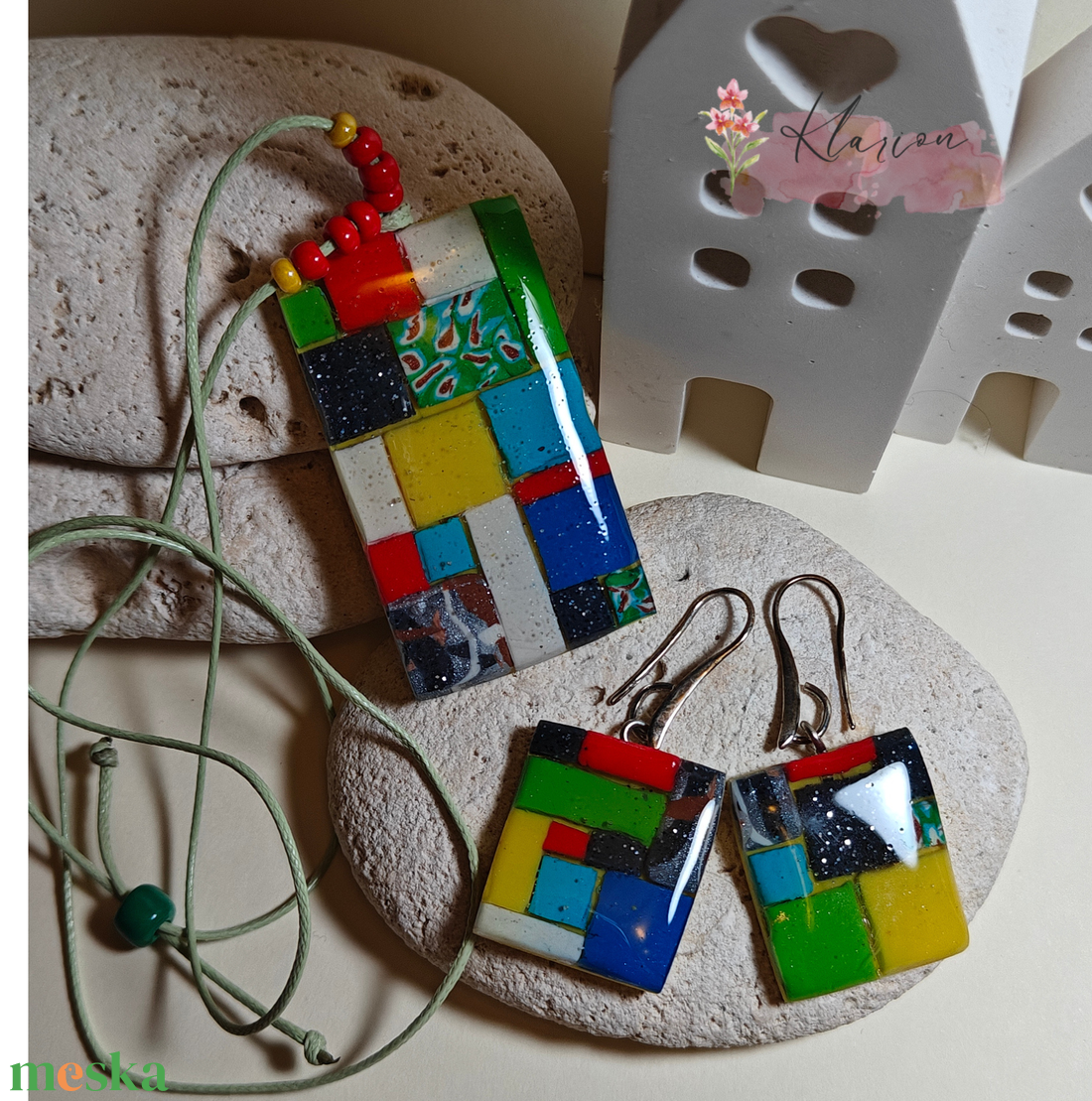 Vidám, színes szett - ékszer - ékszerszett - Meska.hu
