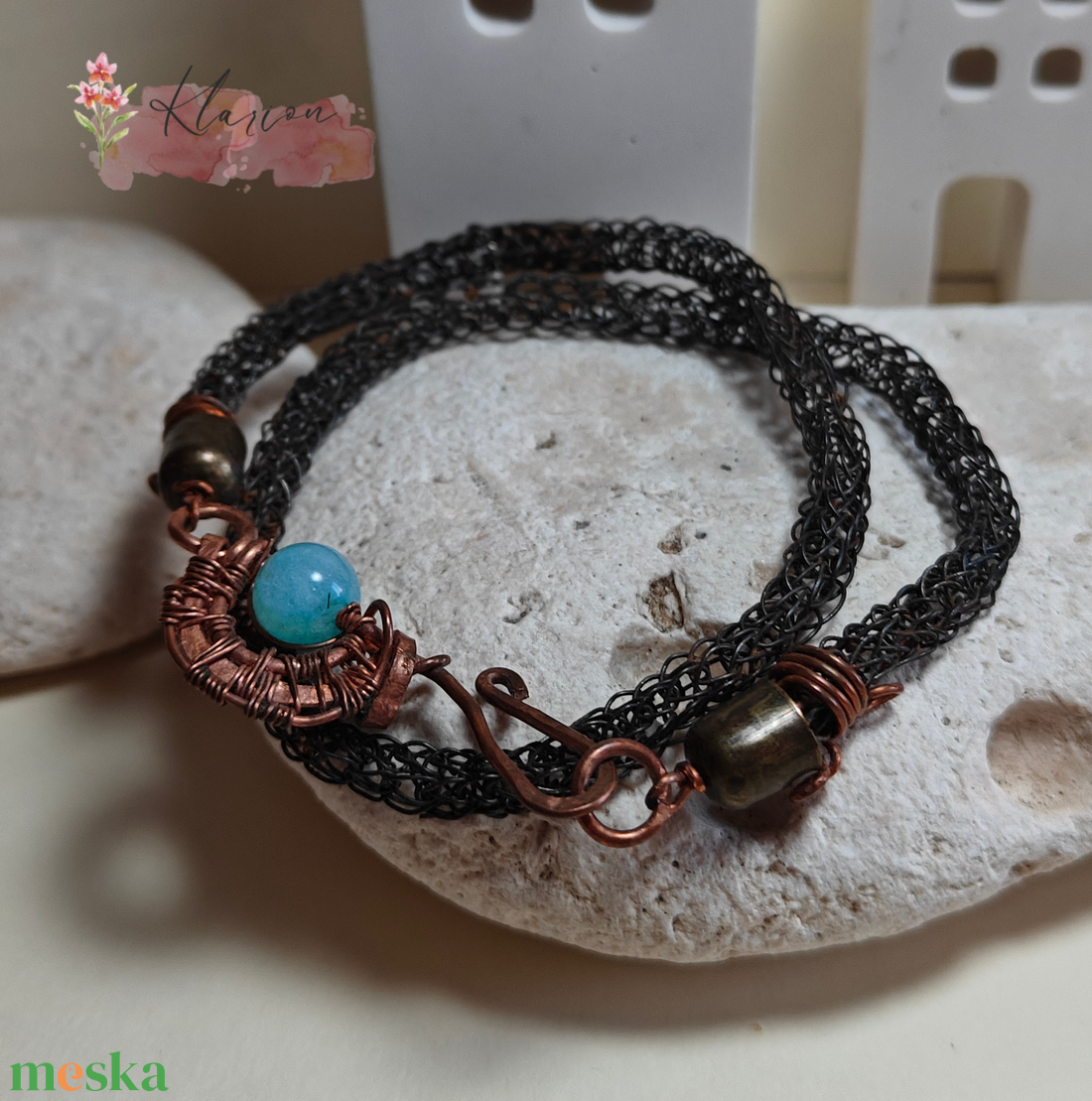 Amazonit ásvány gyöngyös karkötő vagy nyaklánc - ékszer - karkötő - karperec - Meska.hu