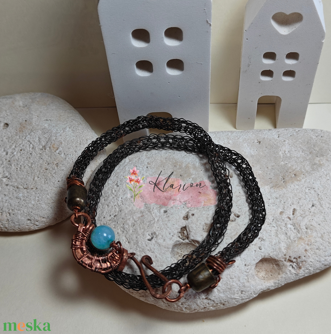 Amazonit ásvány gyöngyös karkötő vagy nyaklánc - ékszer - karkötő - karperec - Meska.hu