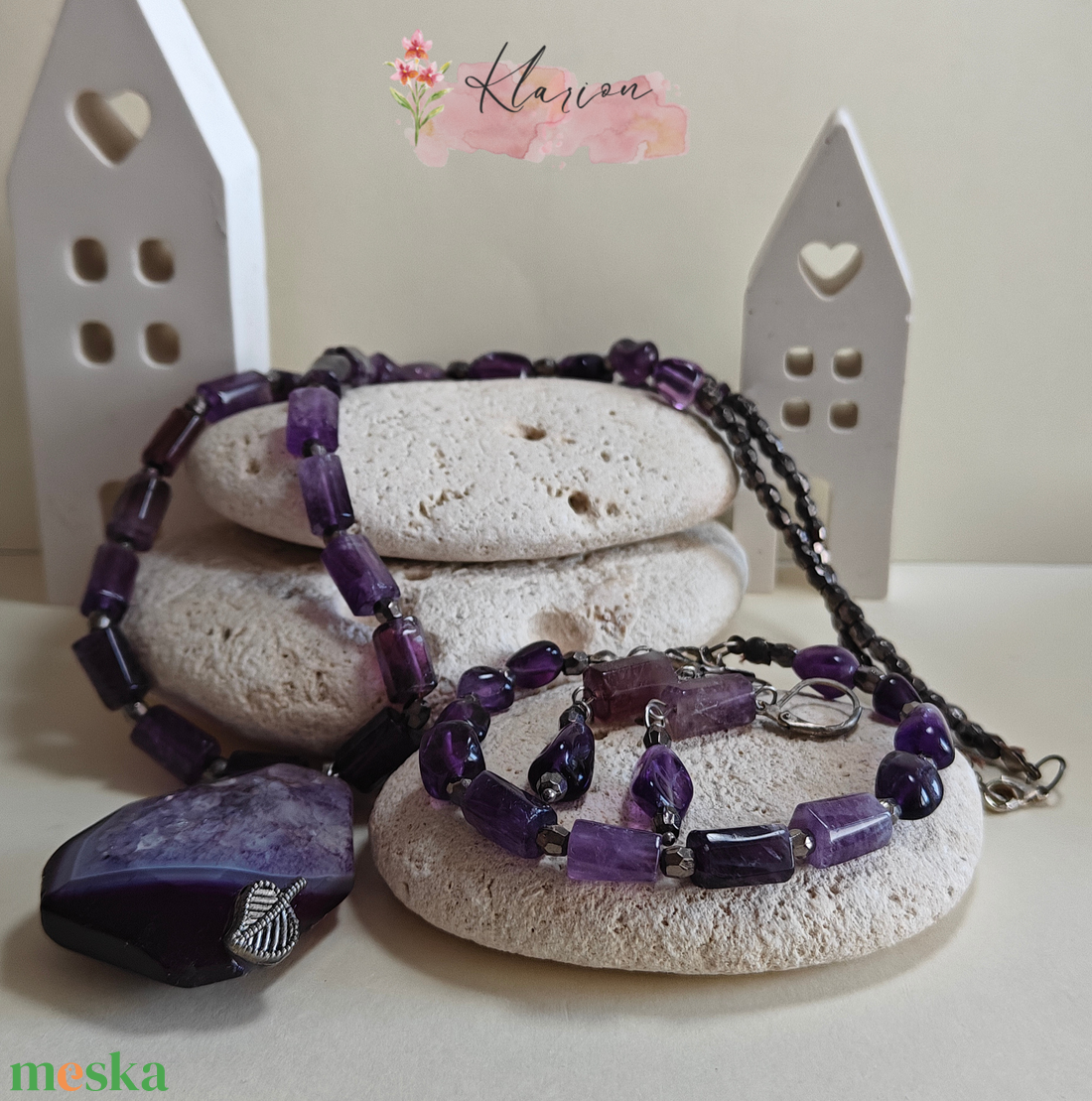 Levendula ametisztás ványgyöngy szett - esküvő - ékszer - ékszerszett - Meska.hu
