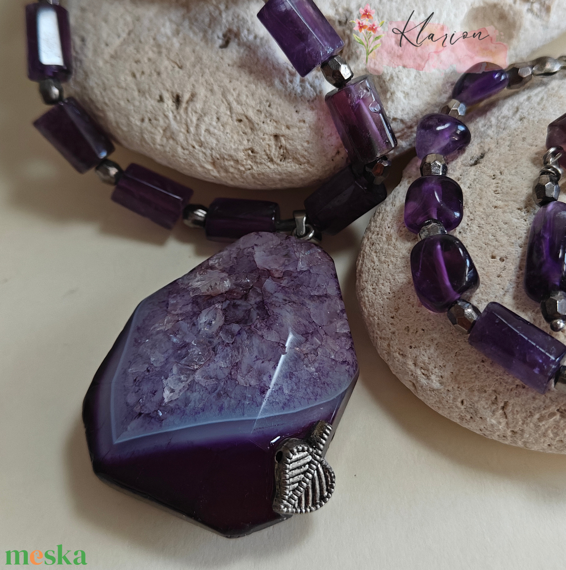 Levendula ametisztás ványgyöngy szett - esküvő - ékszer - ékszerszett - Meska.hu