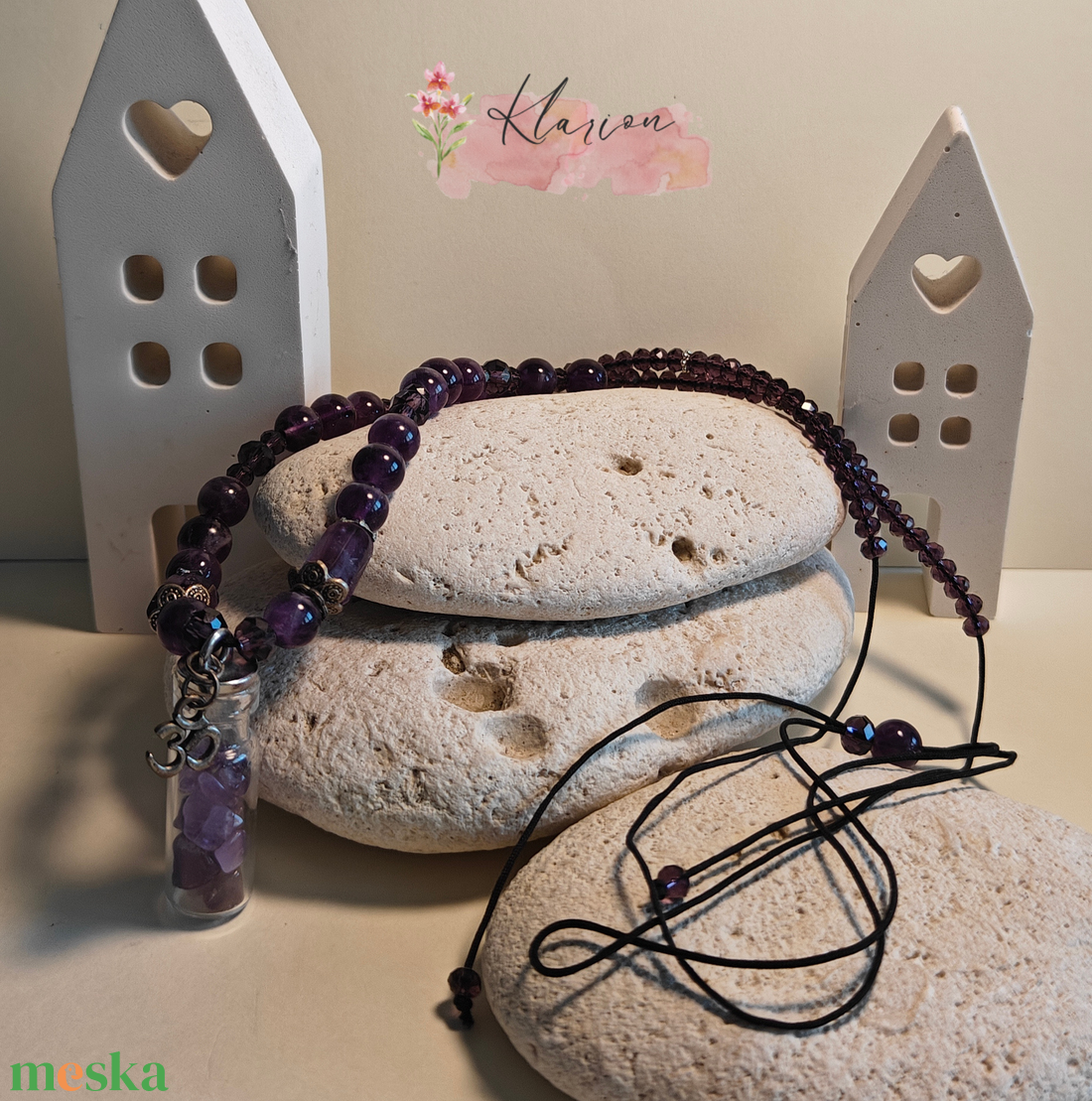 Levendula ametisztás ványgyöngy szett - ékszer - nyaklánc - gyöngyös nyaklánc - Meska.hu