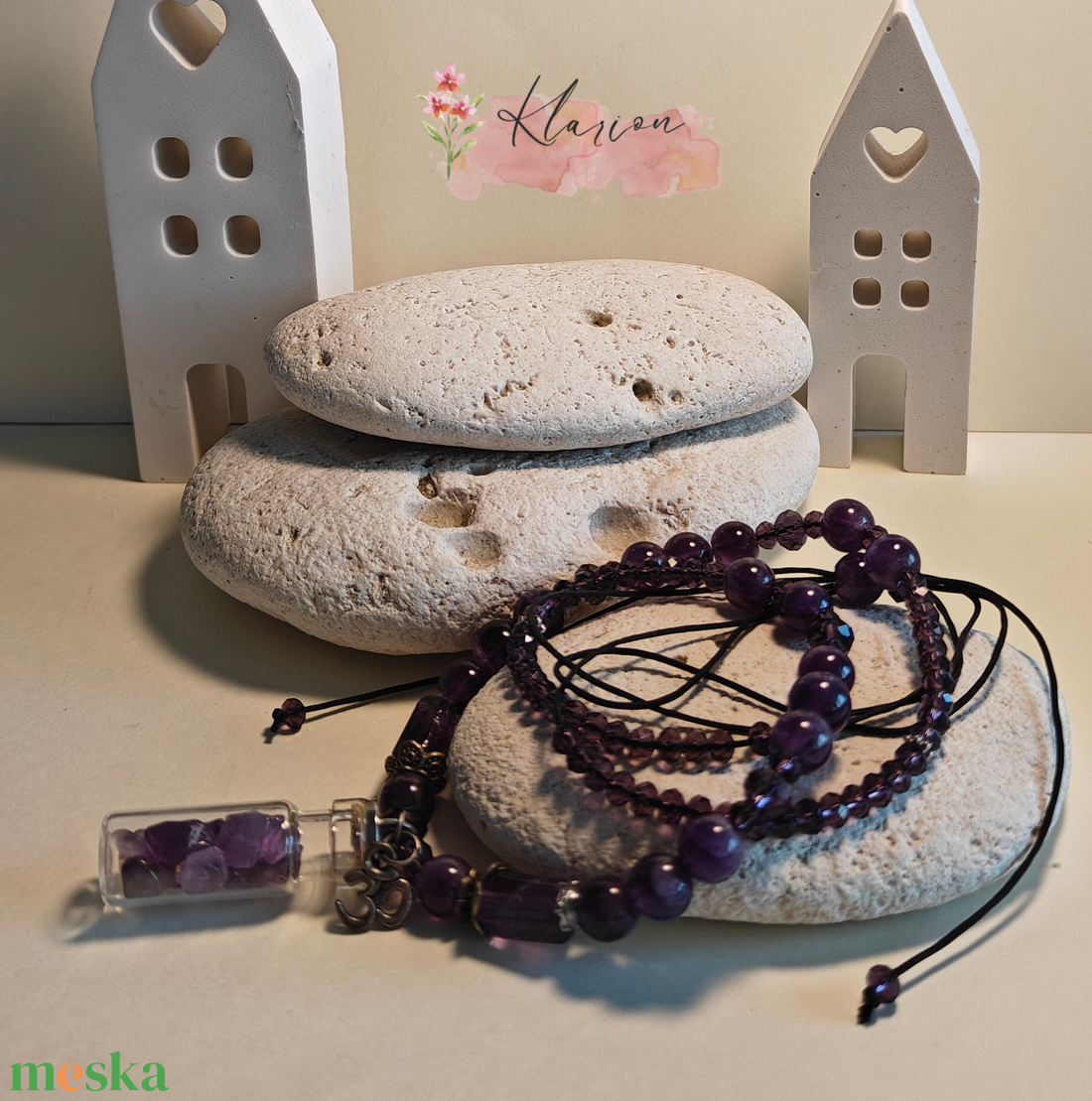 Levendula ametisztás ványgyöngy szett - ékszer - nyaklánc - gyöngyös nyaklánc - Meska.hu