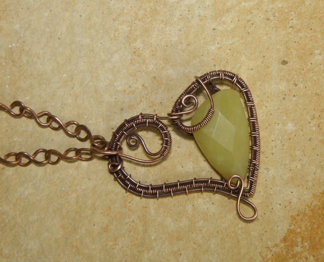 Citrom jáde vörösréz nyaklánc fülbevalóval -  - Meska.hu