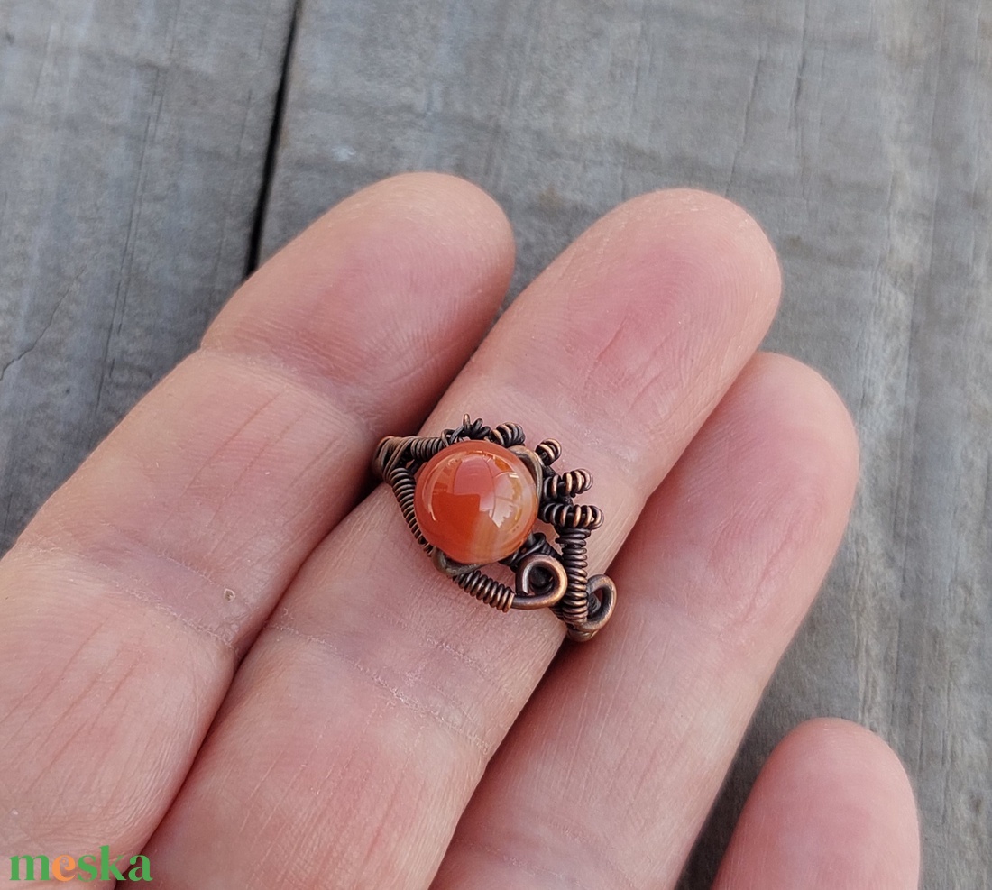 Karneol drótékszer szett - ékszer - ékszerszett - Meska.hu