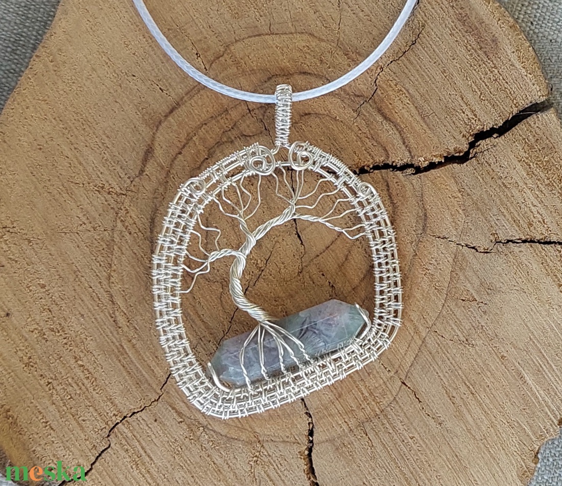 Életfa fluorit ásvánnyal - ékszer - nyaklánc - medálos nyaklánc - Meska.hu