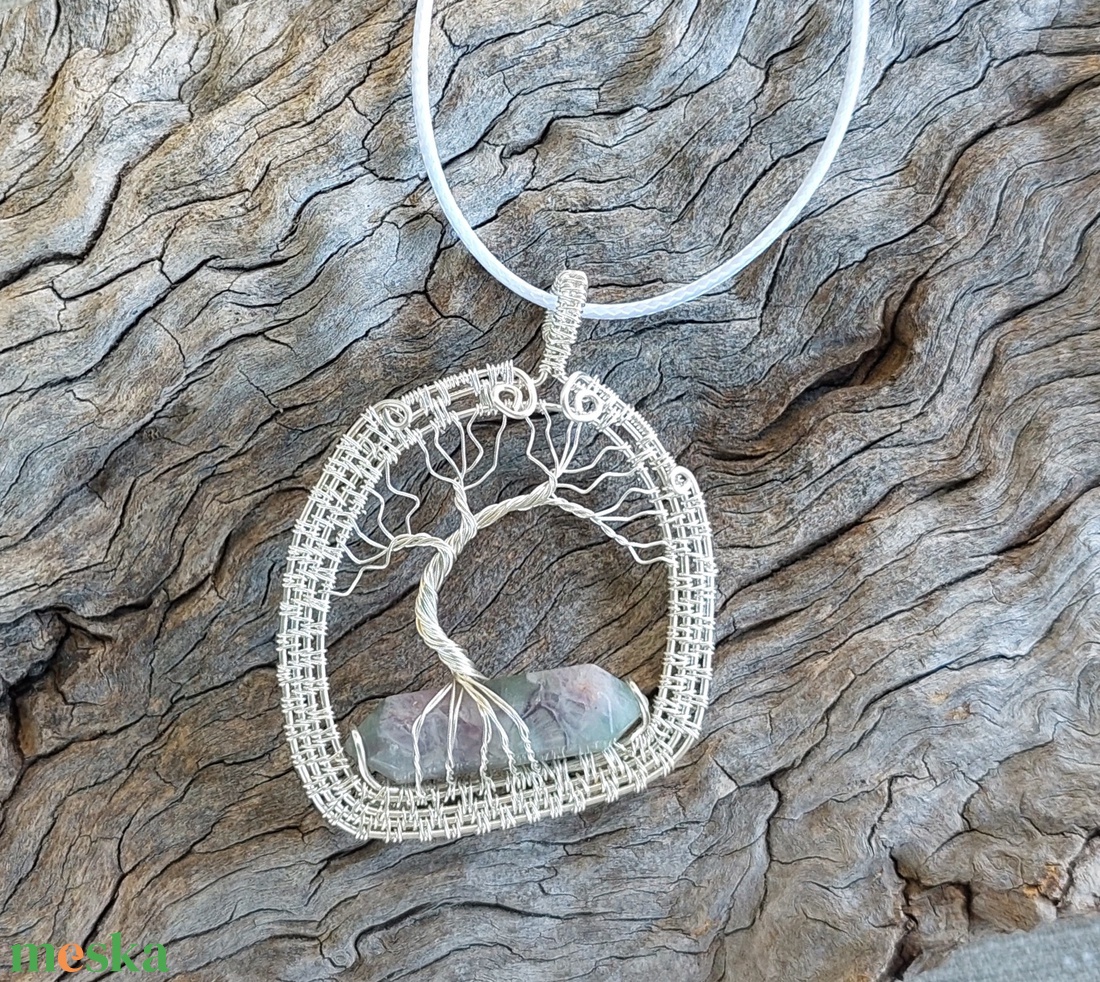 Életfa fluorit ásvánnyal - ékszer - nyaklánc - medálos nyaklánc - Meska.hu