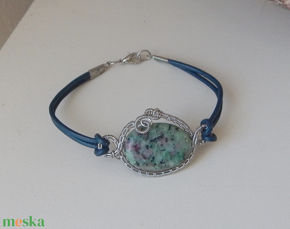 Zoizit-rubin acél karkötő - ékszer - karkötő - ásványkarkötő - Meska.hu