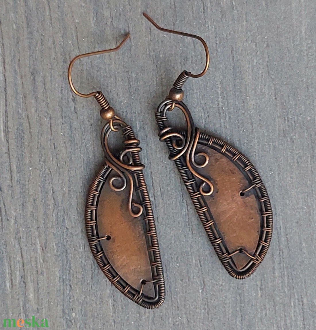 Vörösréz fülbevaló  - ékszer - fülbevaló - lógó fülbevaló - Meska.hu