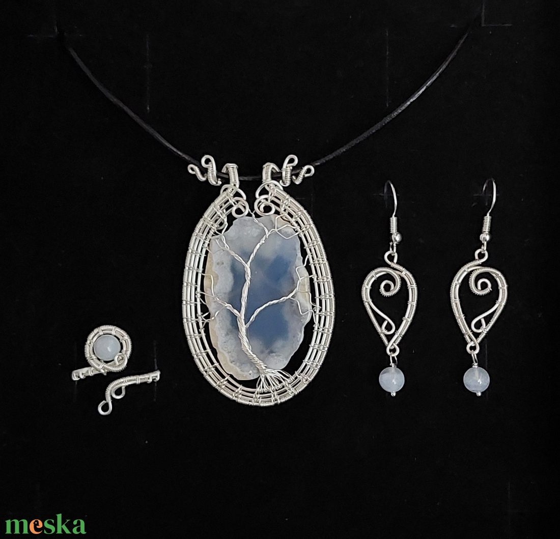 Ezüstözött drótékszer szett életfa motívummal - ékszer - ékszerszett - Meska.hu