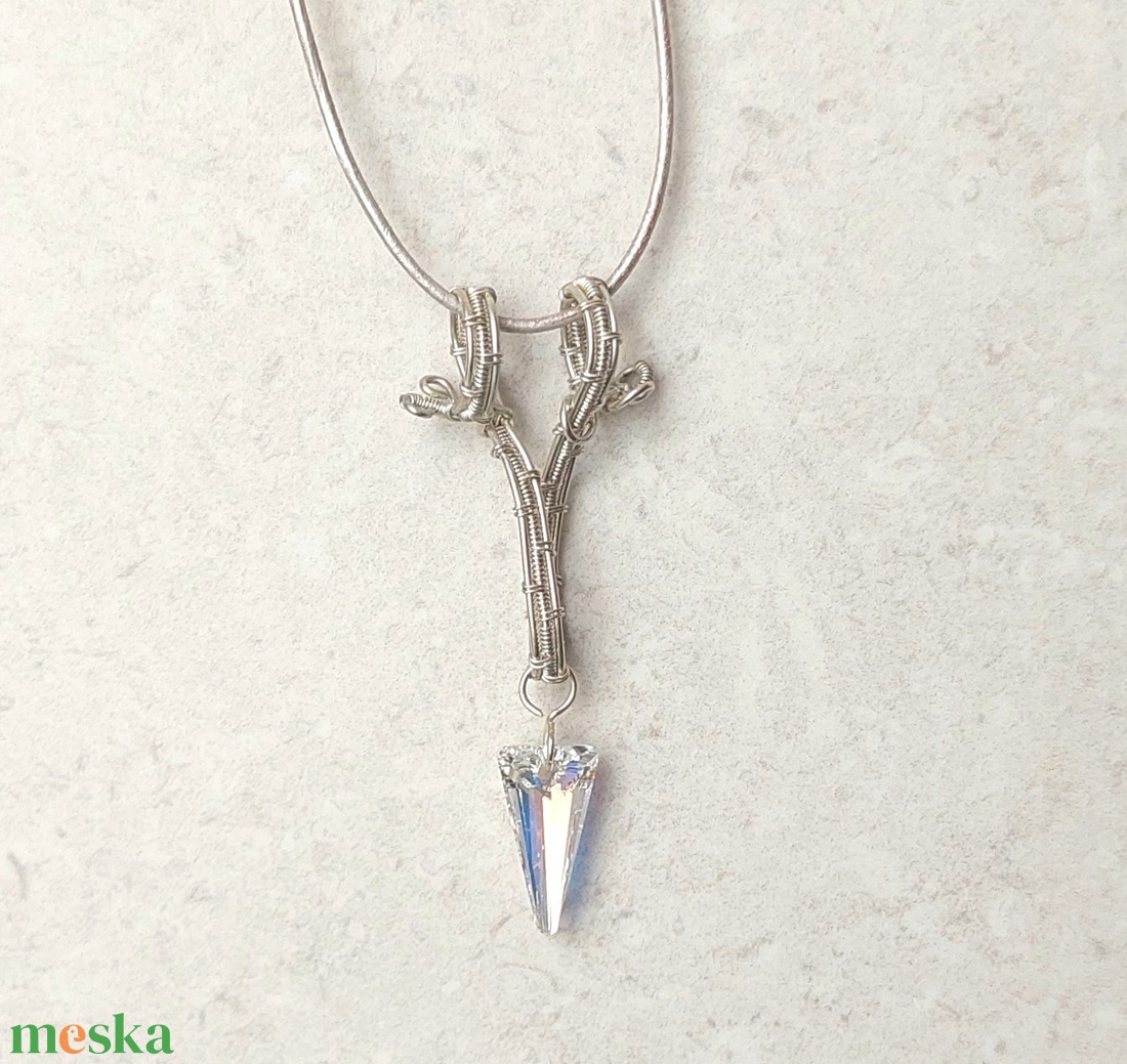 Sterling ezüst nyaklánc swarovski kristállyal - ékszer - nyaklánc - medálos nyaklánc - Meska.hu