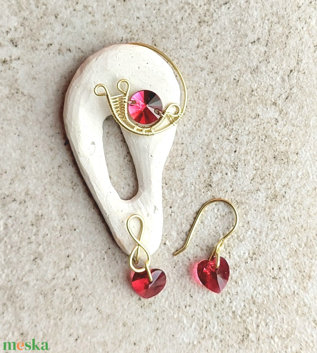 Fülékszer swarovski kristályokkal - ékszer - fülbevaló - fülékszer - Meska.hu