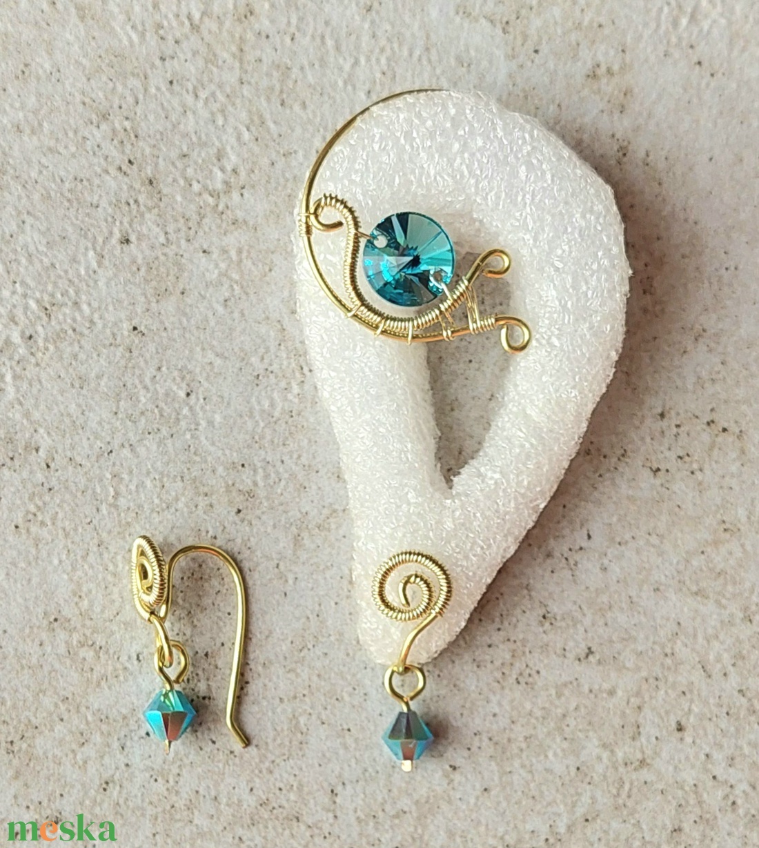 Fülékszer swarovski kristályokkal - ékszer - fülbevaló - fülékszer - Meska.hu