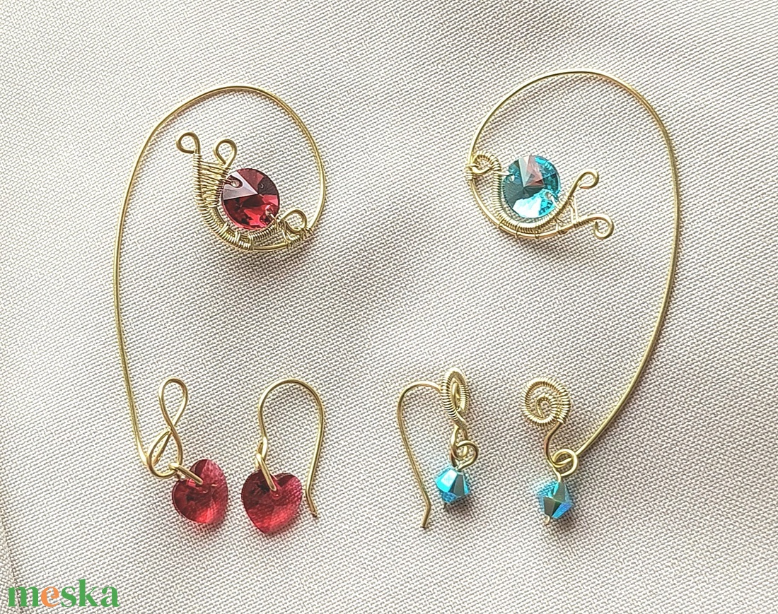 Fülékszer swarovski kristályokkal - ékszer - fülbevaló - fülékszer - Meska.hu