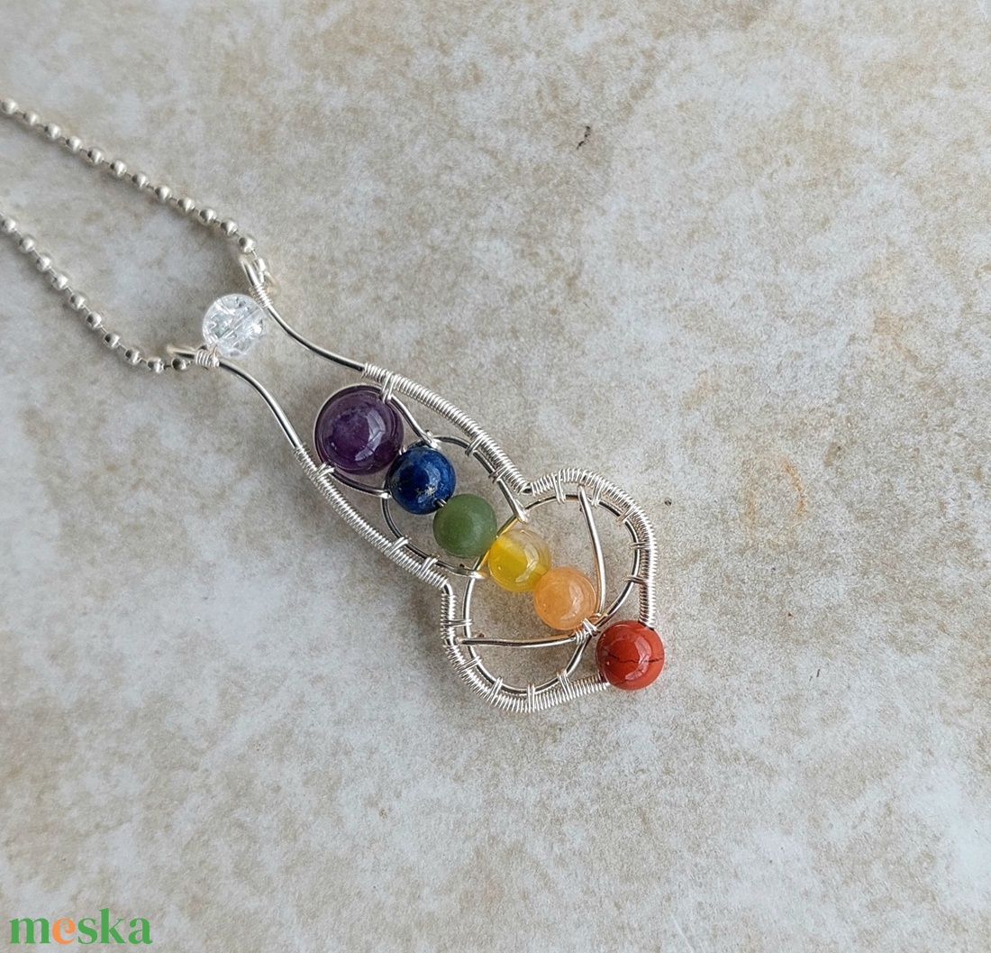 7 csakra nyaklánc ásványokkal - ékszer - nyaklánc - medálos nyaklánc - Meska.hu