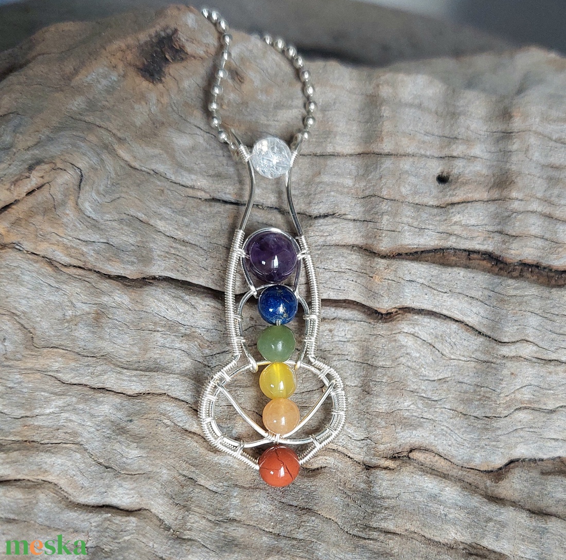 7 csakra nyaklánc ásványokkal - ékszer - nyaklánc - medálos nyaklánc - Meska.hu
