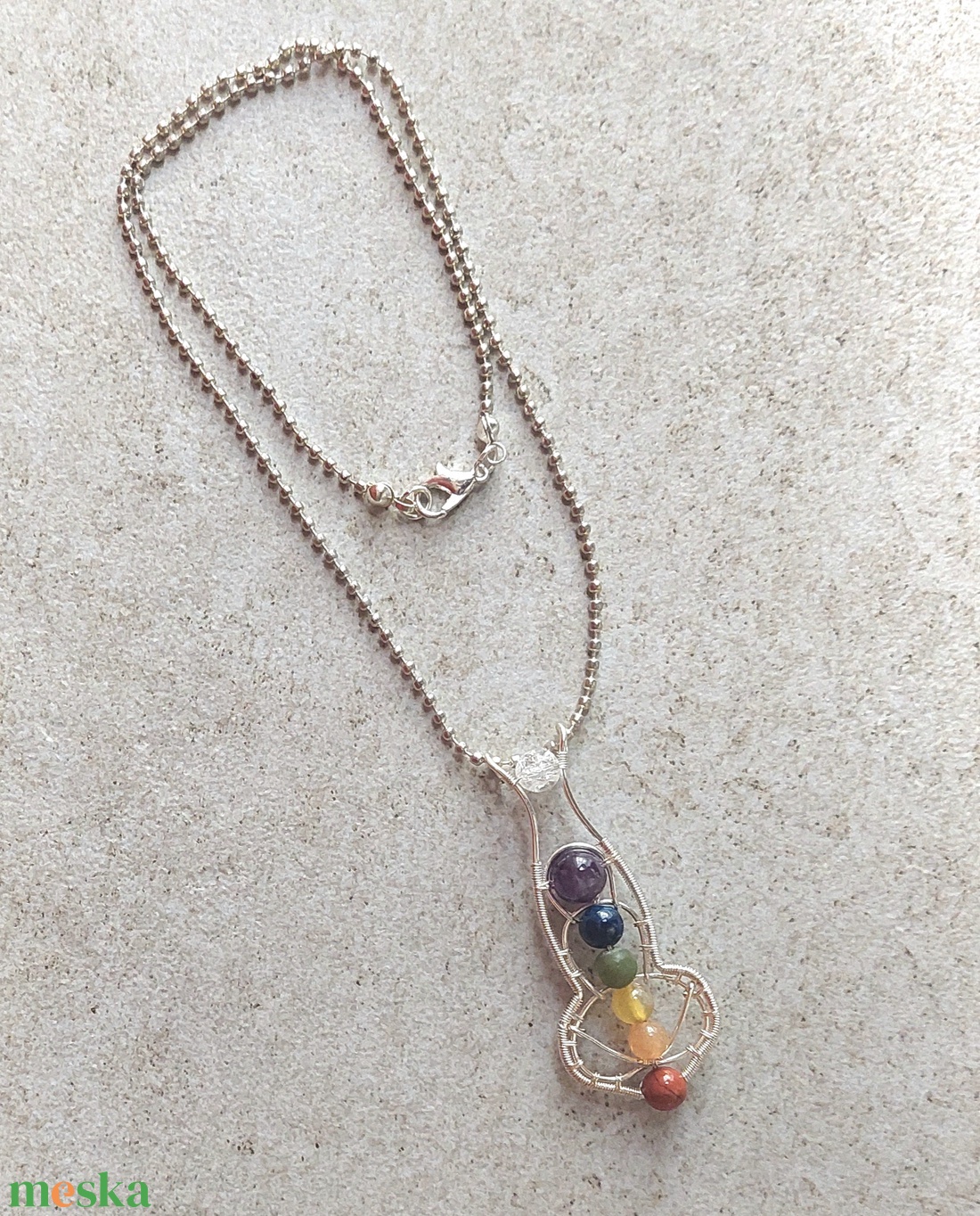 7 csakra nyaklánc ásványokkal - ékszer - nyaklánc - medálos nyaklánc - Meska.hu