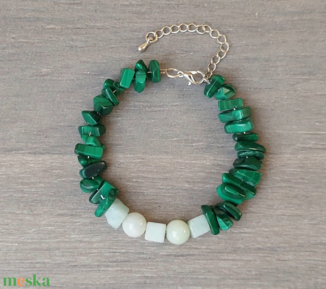 Ásvány karkötő malachit és amazonit kövekkel - ékszer - karkötő - ásványkarkötő - Meska.hu