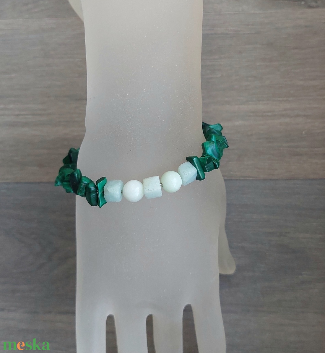 Ásvány karkötő malachit és amazonit kövekkel - ékszer - karkötő - ásványkarkötő - Meska.hu