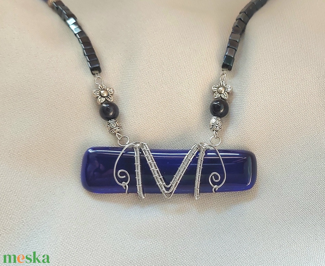 Olvasztott üveg és acél - ékszer - nyaklánc - statement nyaklánc - Meska.hu