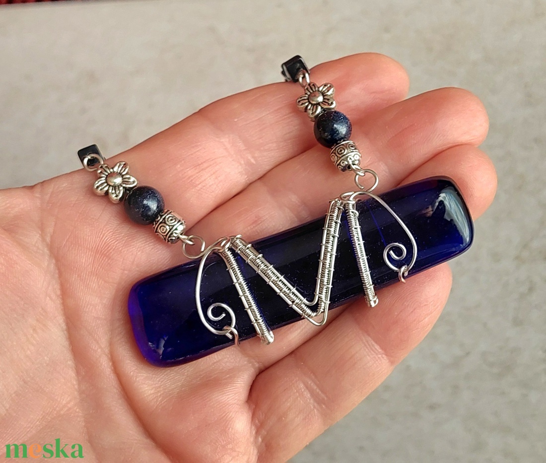 Olvasztott üveg és acél - ékszer - nyaklánc - statement nyaklánc - Meska.hu