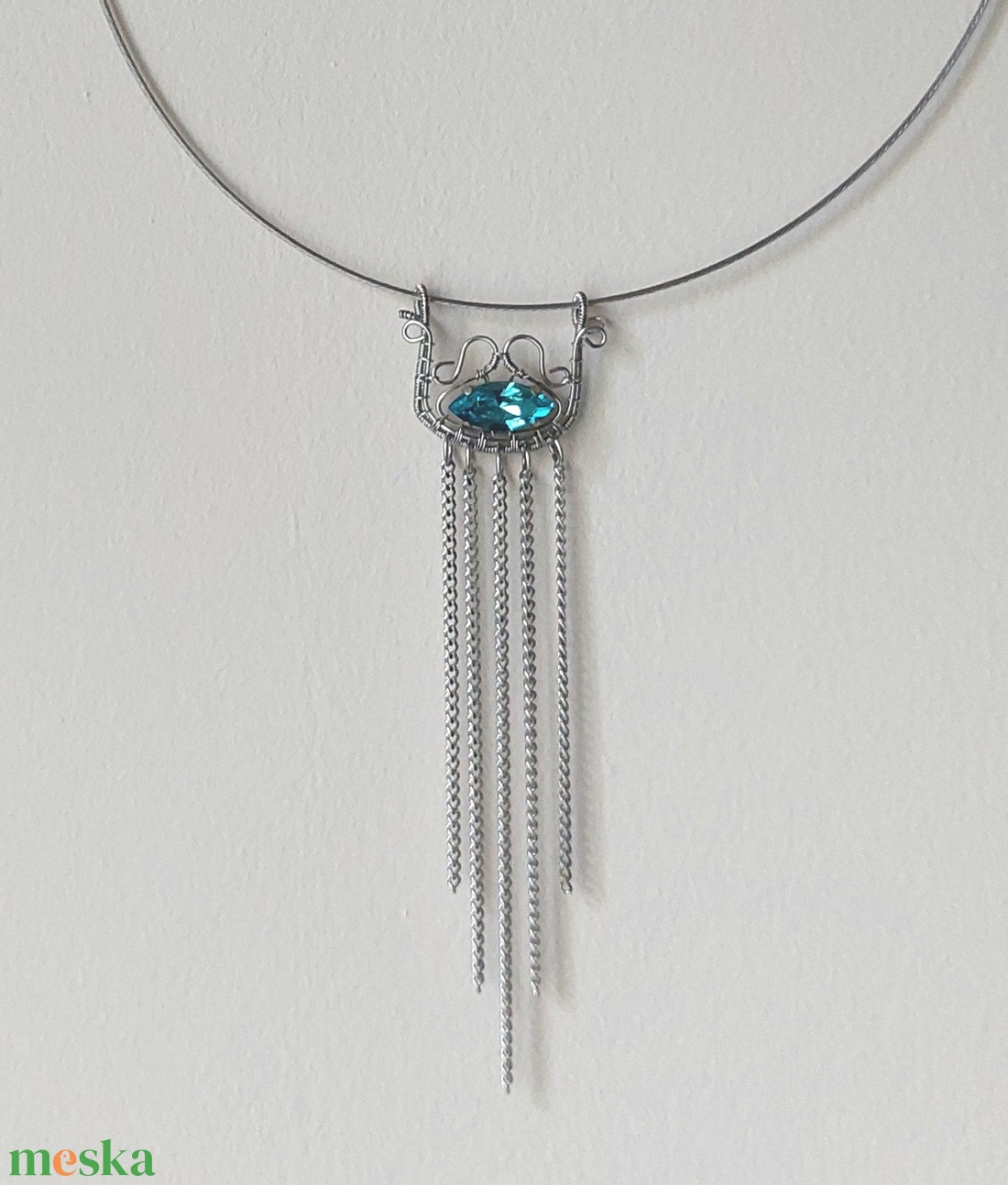 Swarovski kristály acéllal, merev nyakláncon - ékszer - nyaklánc - nyakpánt, gallér - Meska.hu