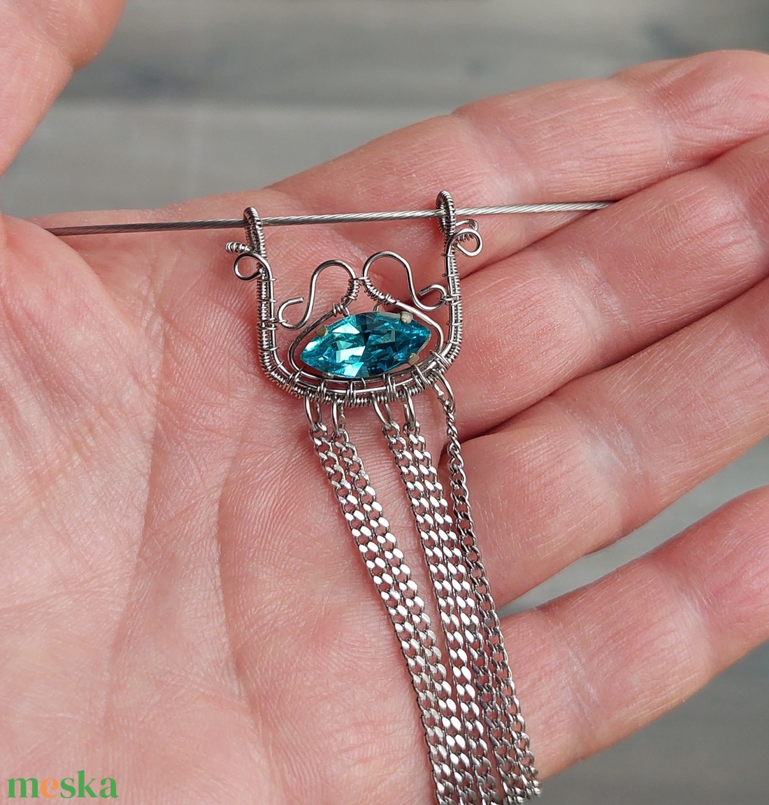 Swarovski kristály acéllal, merev nyakláncon - ékszer - nyaklánc - nyakpánt, gallér - Meska.hu