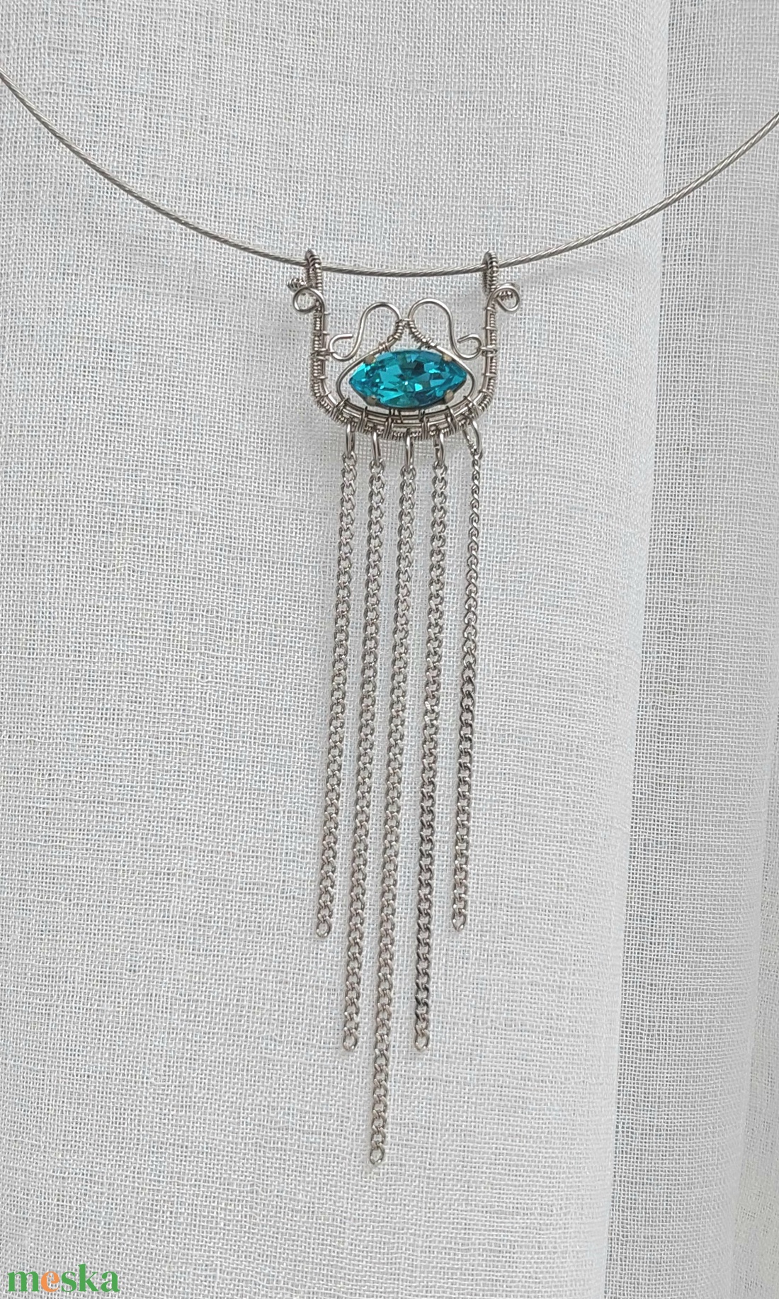 Swarovski kristály acéllal, merev nyakláncon - ékszer - nyaklánc - nyakpánt, gallér - Meska.hu