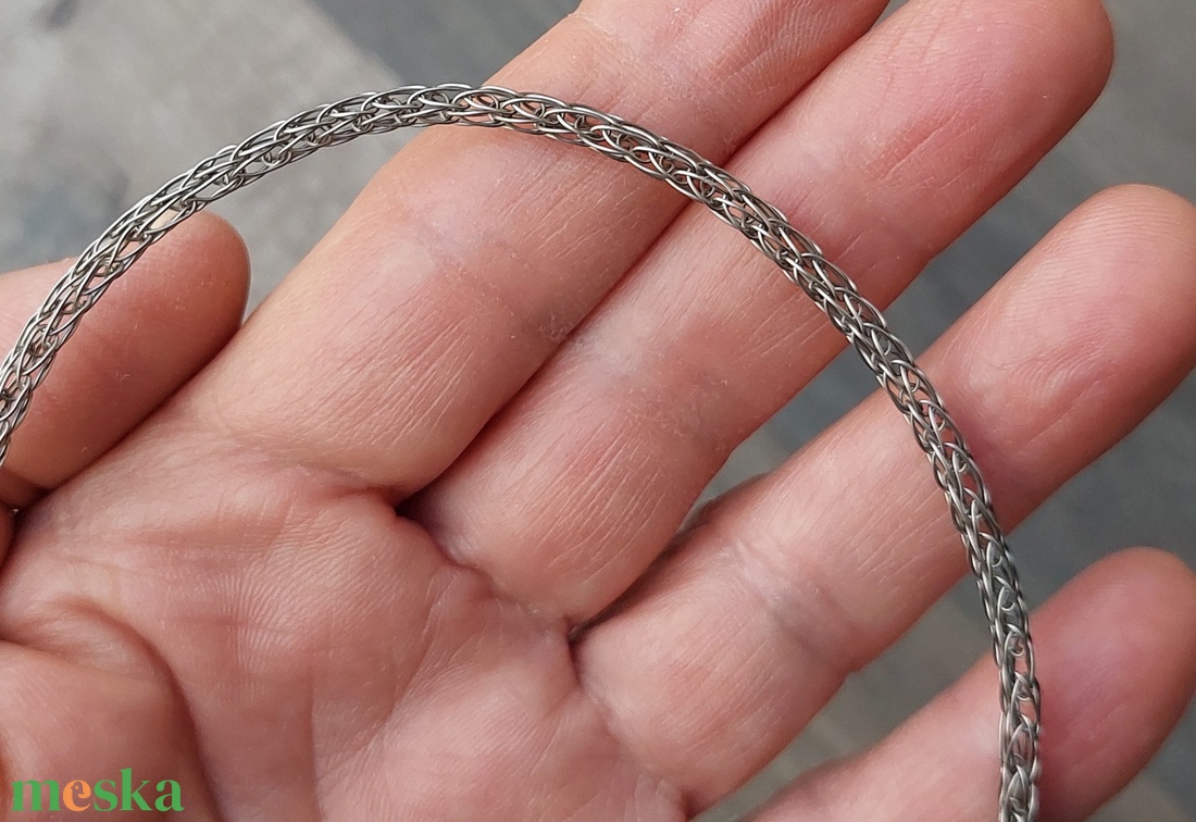 Acél nyaklánc viking kötés technikával - ékszer - nyaklánc - medál nélküli nyaklánc - Meska.hu