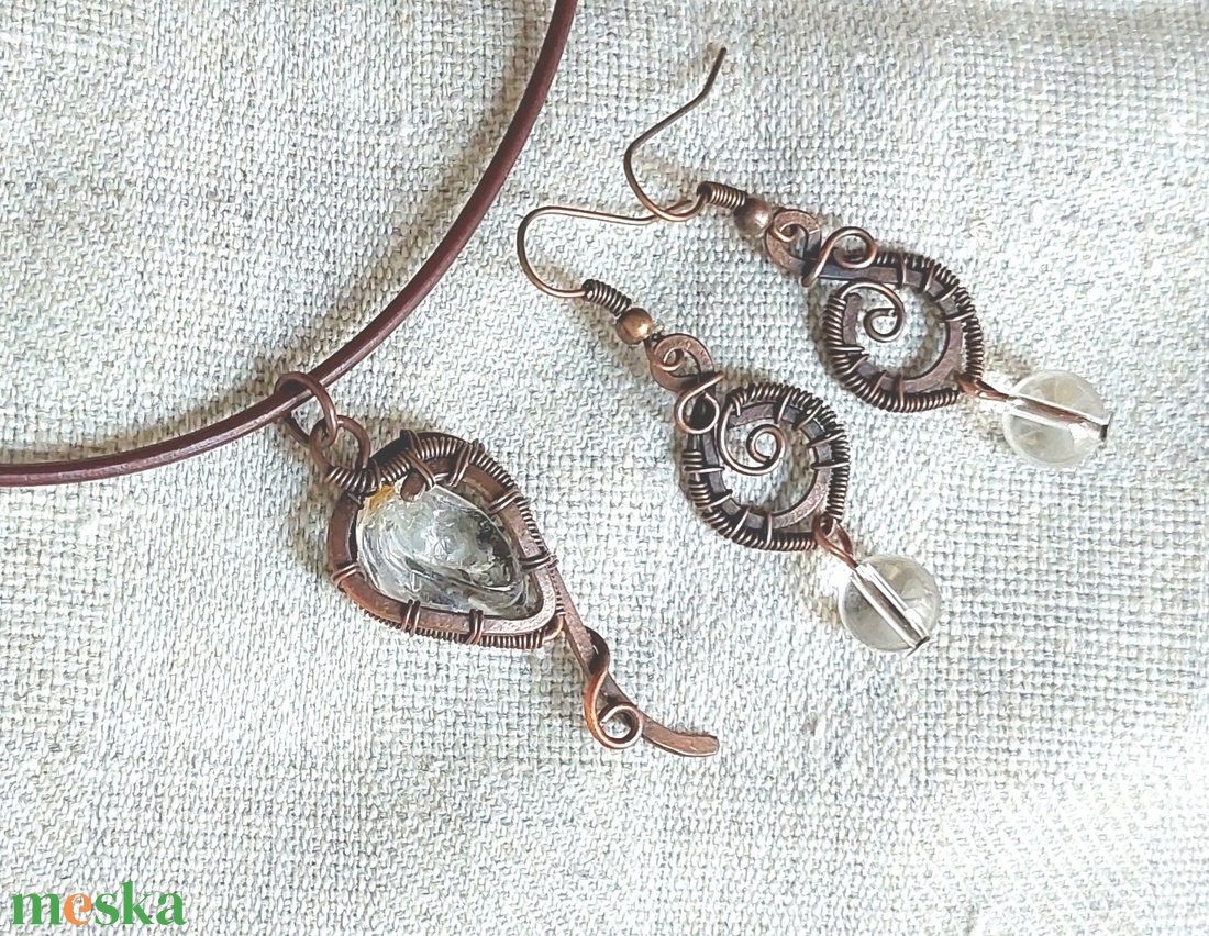 Hegyikristály drótékszer szett - ékszer - ékszerszett - Meska.hu