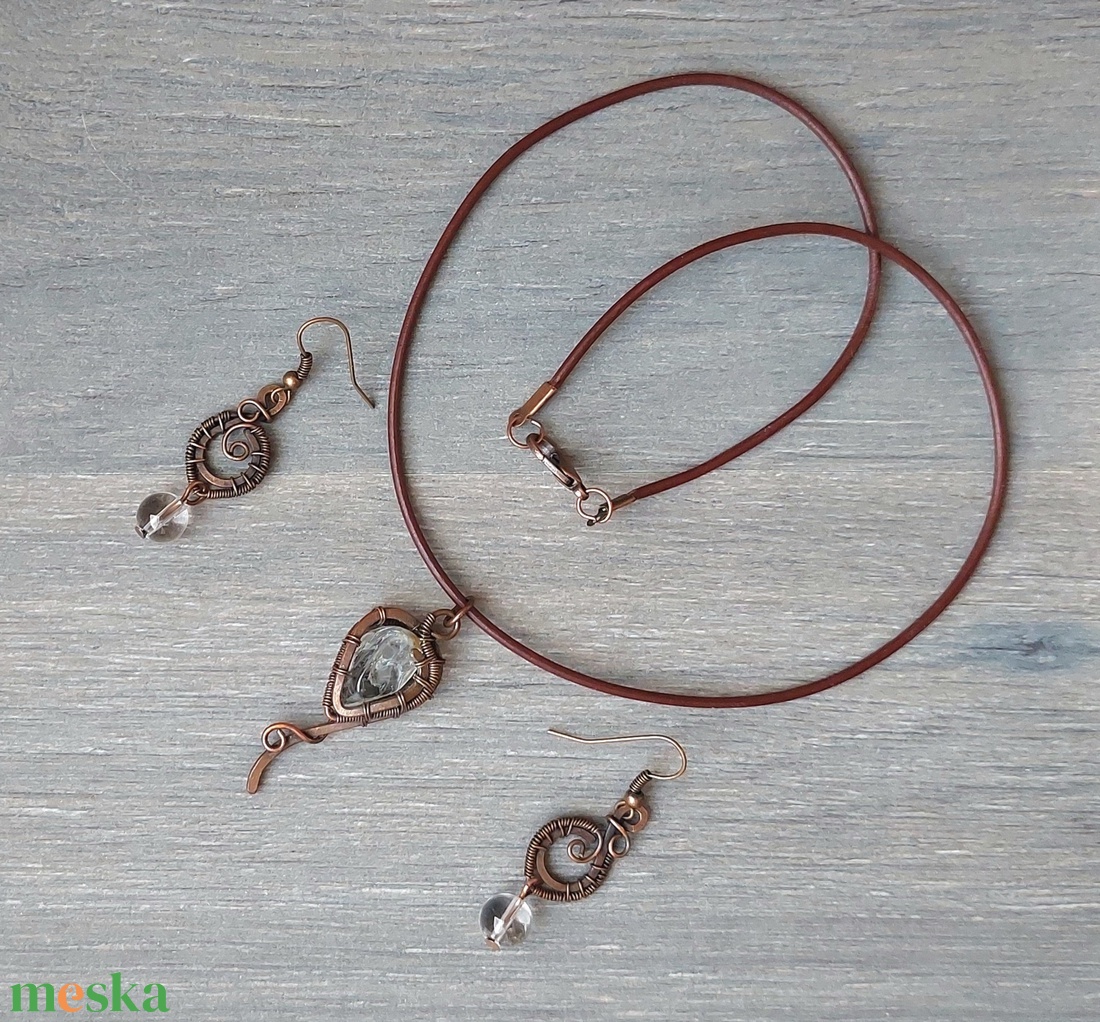 Hegyikristály drótékszer szett - ékszer - ékszerszett - Meska.hu