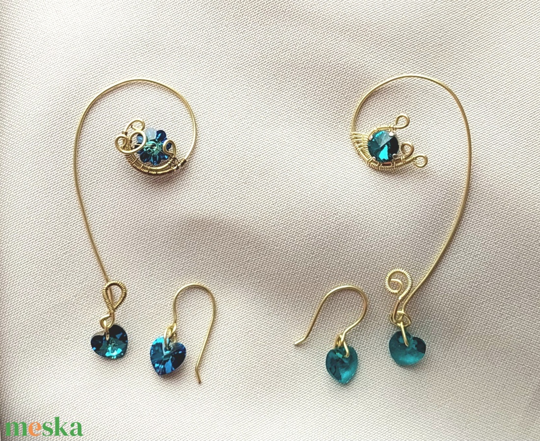 Különleges fülékszerek swarovski kristályokkal - ékszer - fülbevaló - fülékszer - Meska.hu
