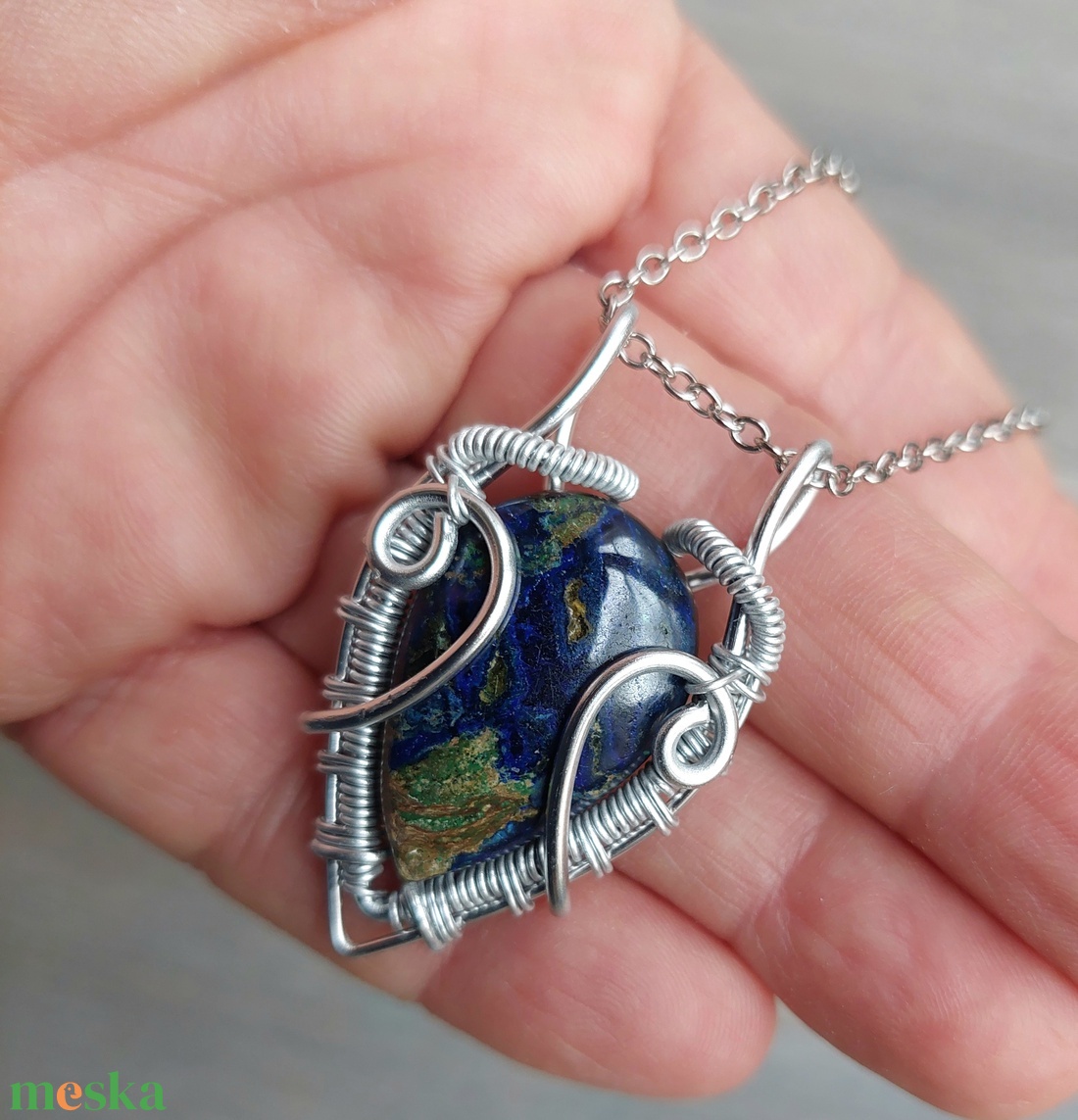 Azurit malachit köves nyaklánc - ékszer - nyaklánc - medálos nyaklánc - Meska.hu