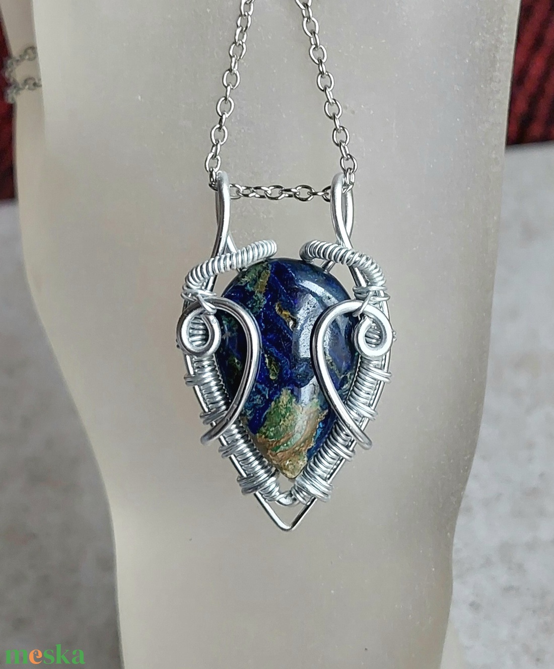 Azurit malachit köves nyaklánc - ékszer - nyaklánc - medálos nyaklánc - Meska.hu