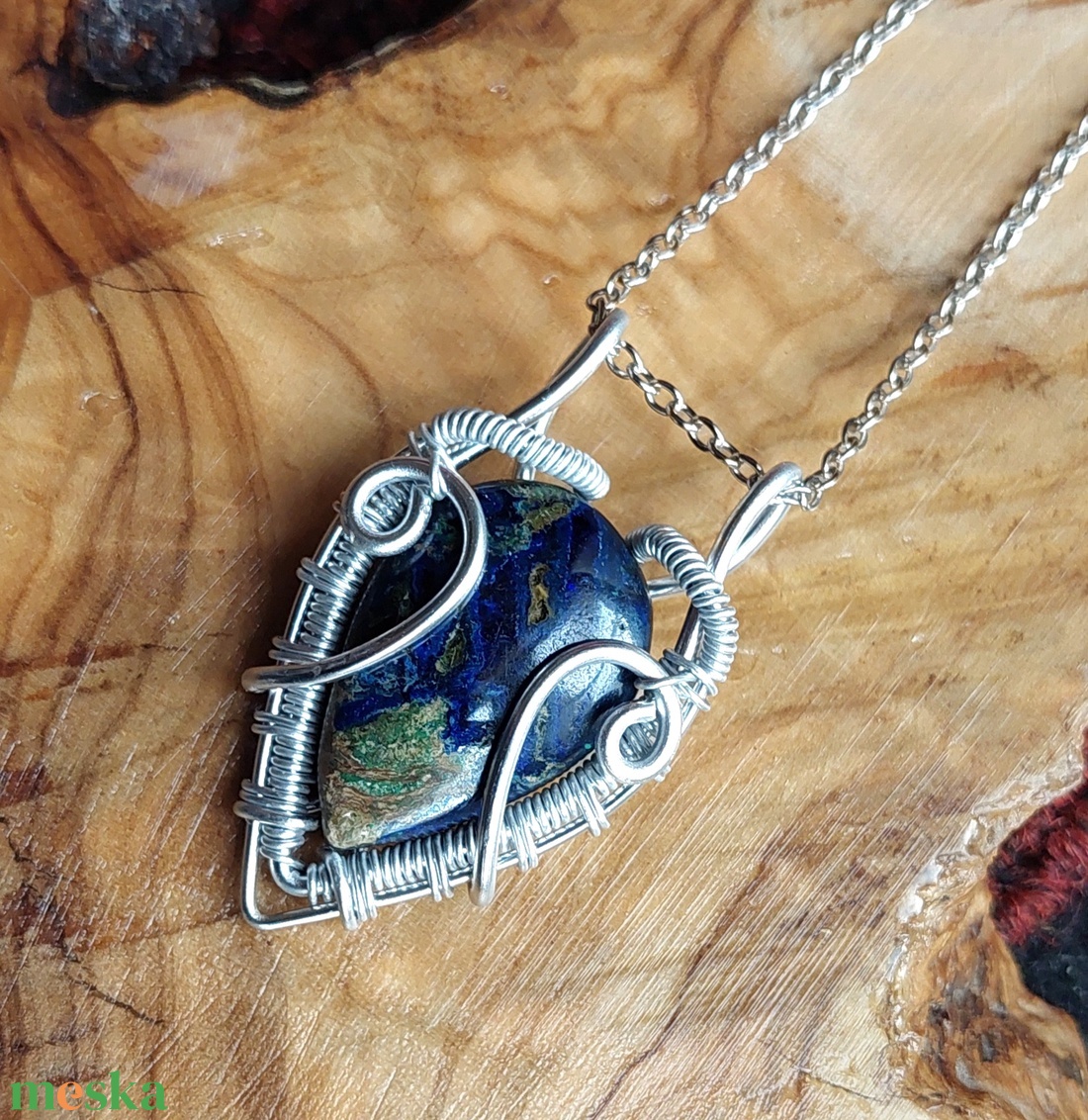 Azurit malachit köves nyaklánc - ékszer - nyaklánc - medálos nyaklánc - Meska.hu