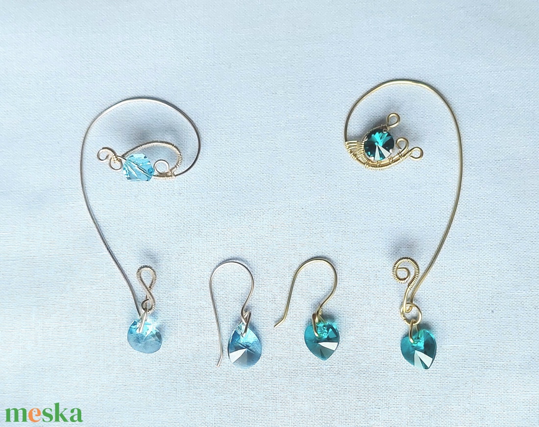 Fülékszerek swarovski kristályokkal - ékszer - fülbevaló - fülékszer - Meska.hu