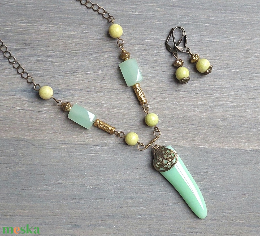 Ásvány és olvasztott üveg ékszer szett - ékszer - ékszerszett - Meska.hu