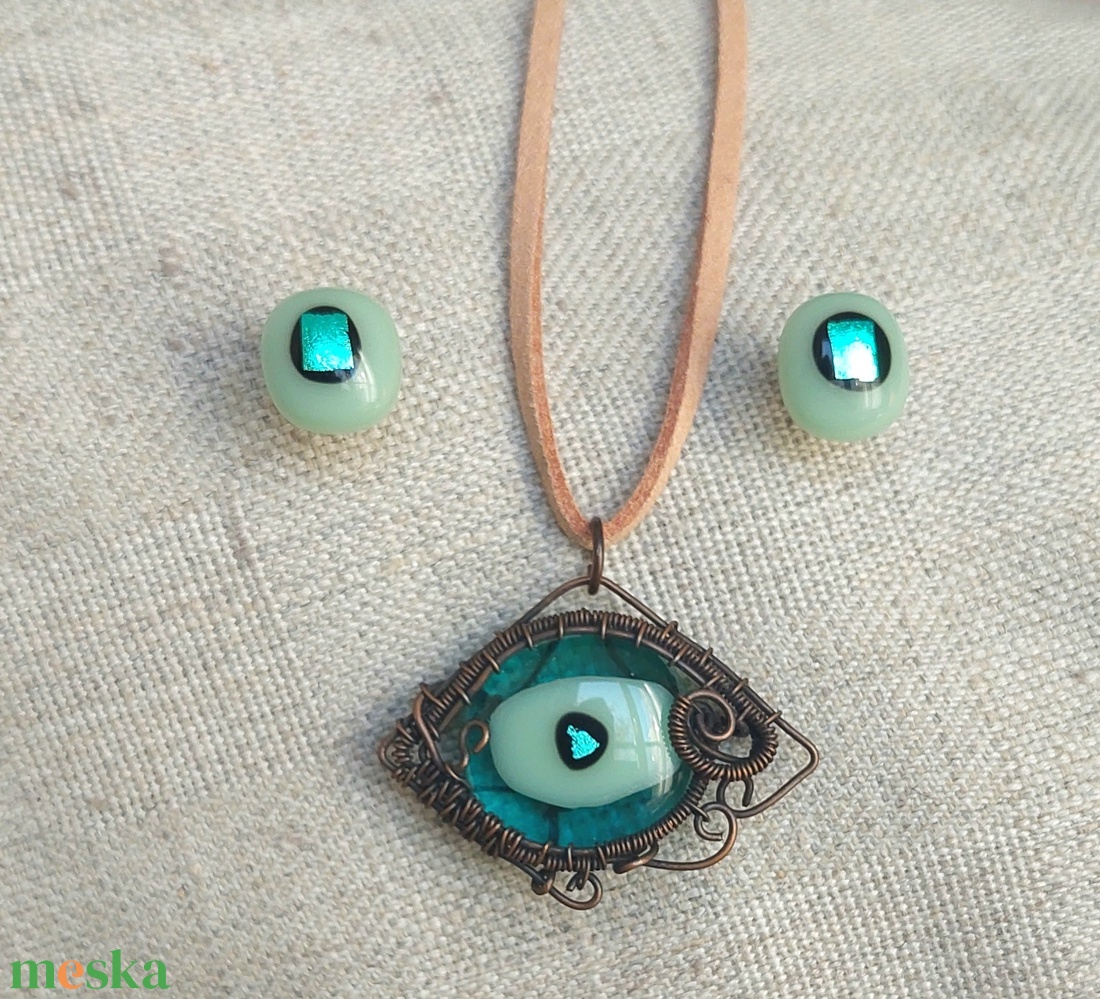 Olvasztott üveg ékszer szett - ékszer - ékszerszett - Meska.hu